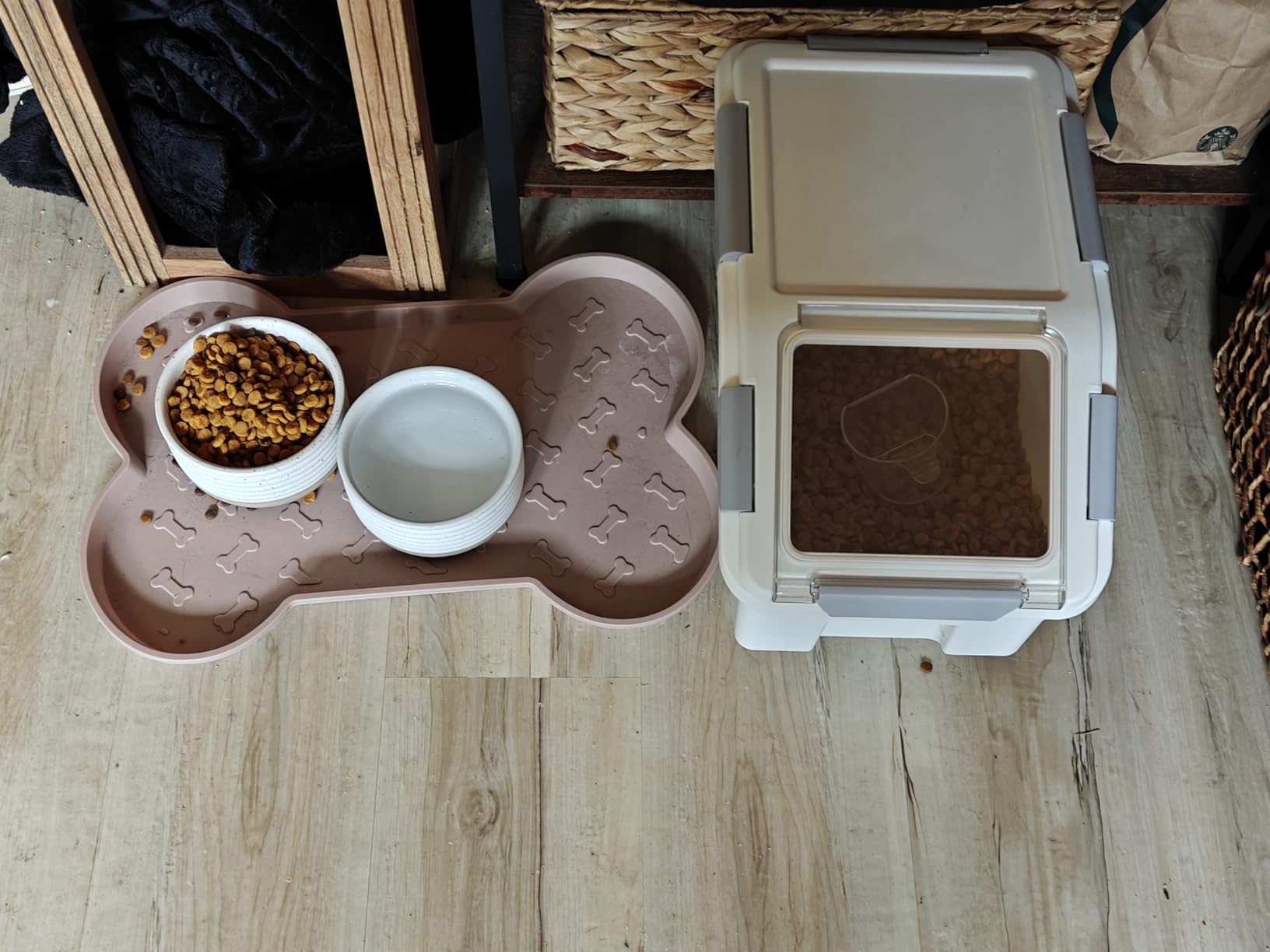 HANAMYA 33 Liter / 50 lbs Rice Storage Container with Measuring Cup, BPA free, For Rice | Grain | Pet Food | Flour, 2 count, White customer photo 2