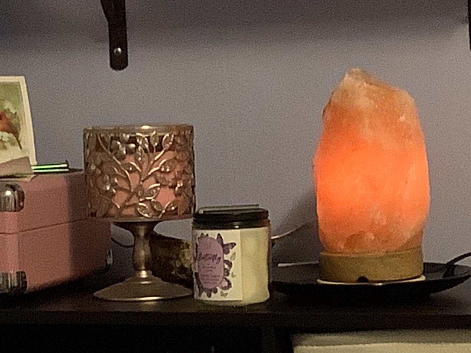 d'aplomb Natural Himalayan Salt Lamp; Medium Hand Carved Natural Chunk | 100% Authentic Pink Crystal Rock Salt from Himalayan Mountains; Dimmer Cord; 7 lbs customer photo 2