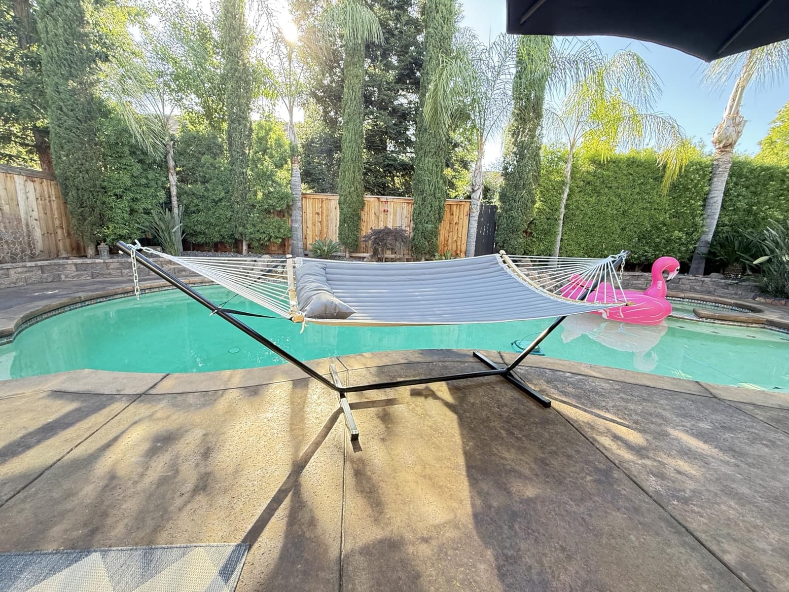 SUNCREAT Double Portable Hammock with Stand, 2 Person Hammock with Curved Spreader Bar, Balance Ropes Included, Dark Gray customer photo 1