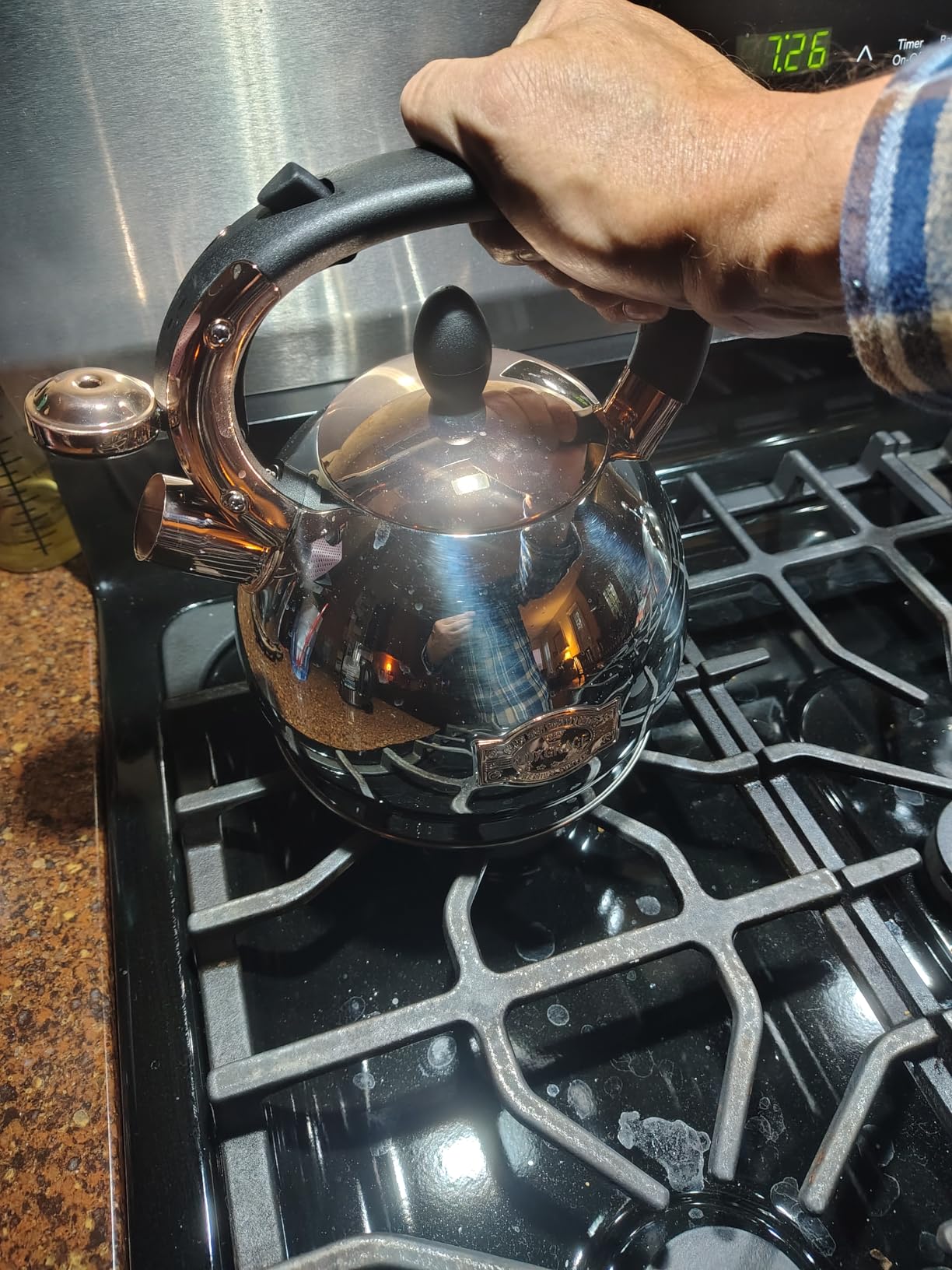 Stainless Steel Whistling Tea Kettle with Metal Capsulated Bottom for Quick Heat Distribution 2.8 Quart customer photo 2