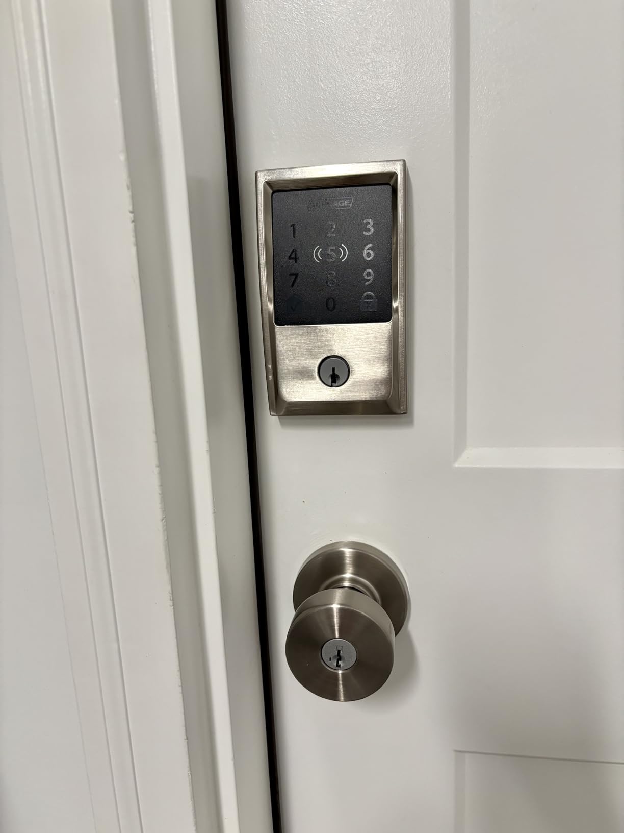 Schlage Encode Plus Smart WiFi Deadbolt Lock, Tap to Unlock, Satin Nickel customer photo 2