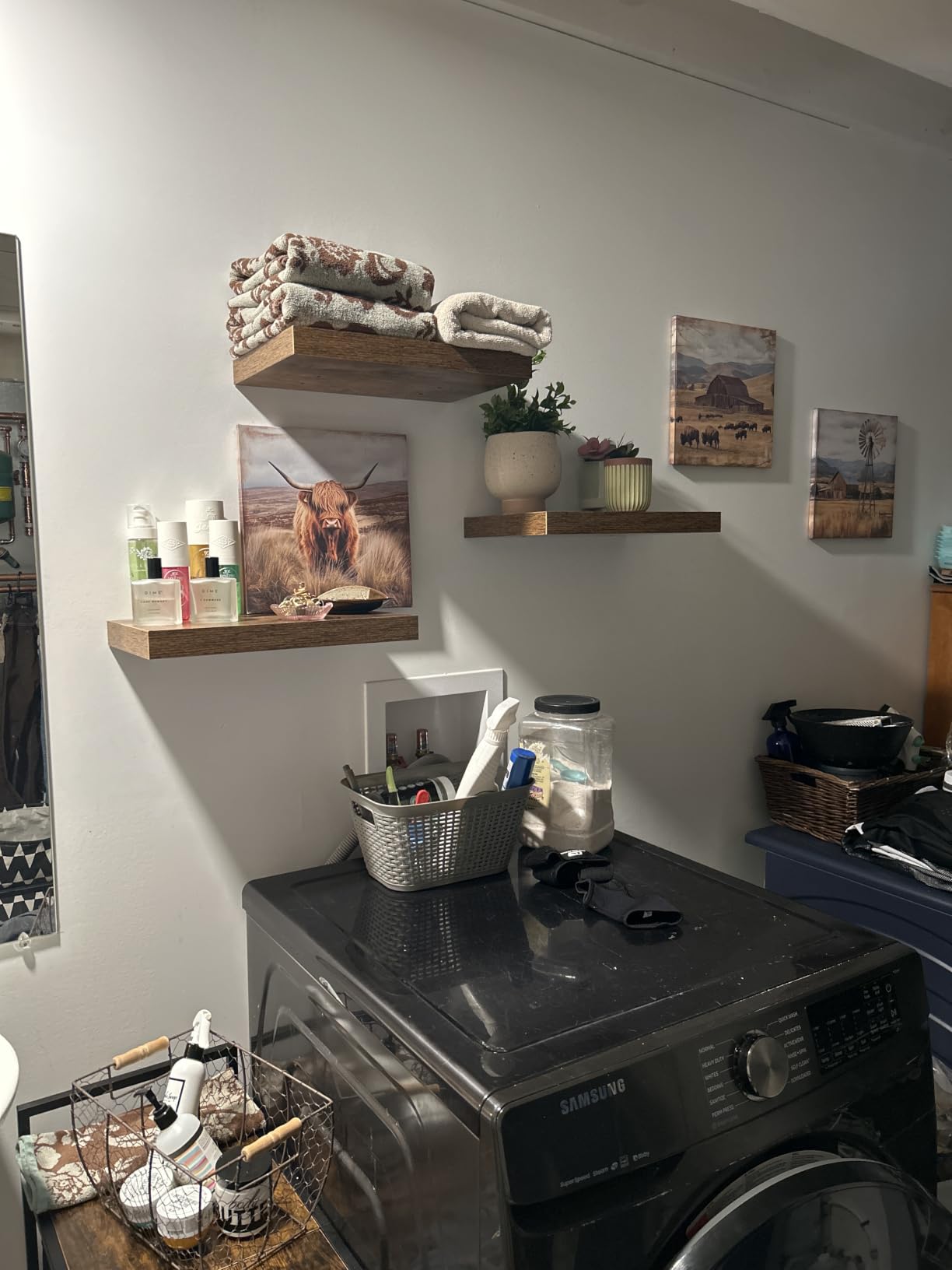 QEEIG Floating Shelves for Wall Small Shelf (Brown, Set of 4, 15.7