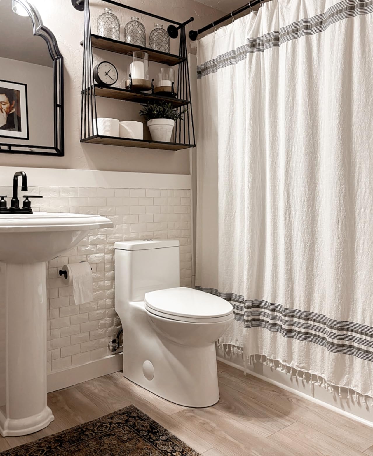 DeerValley Symmetry One Piece Toilet, Dual Flush 1.1/1.6 GPF Elongated Standard Toilet for Bathroom, Toilets with Comfortable Seat Height (Seat Included) (White) customer photo 1