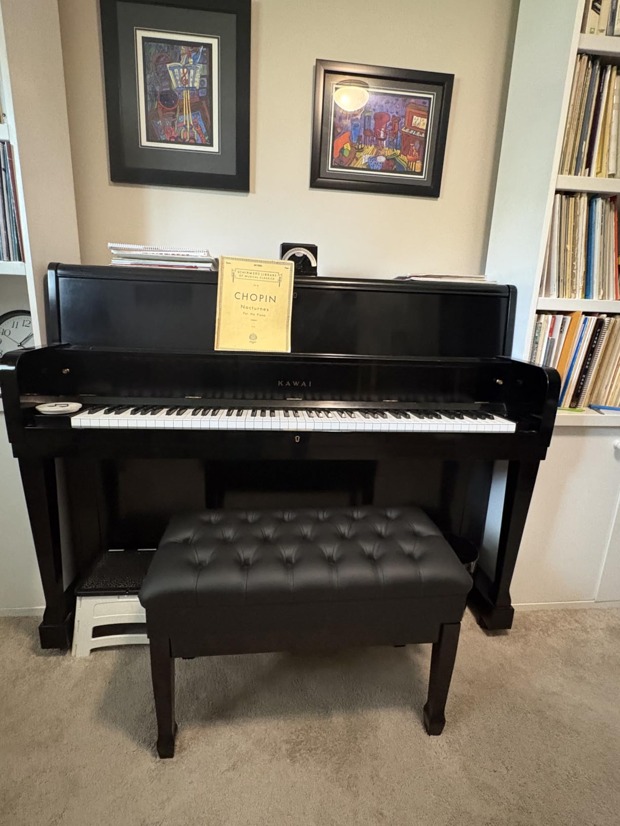Adjustable Duet Piano Bench with Storage, 28.7