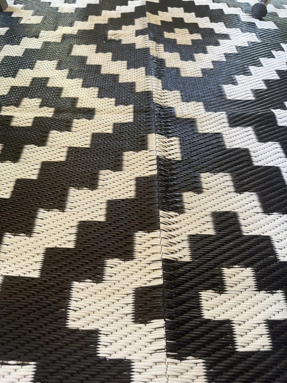 GENIMO Outdoor Rug, Waterproof Plastic Rugs for Patio, 5'x8' Black Grey customer photo 2