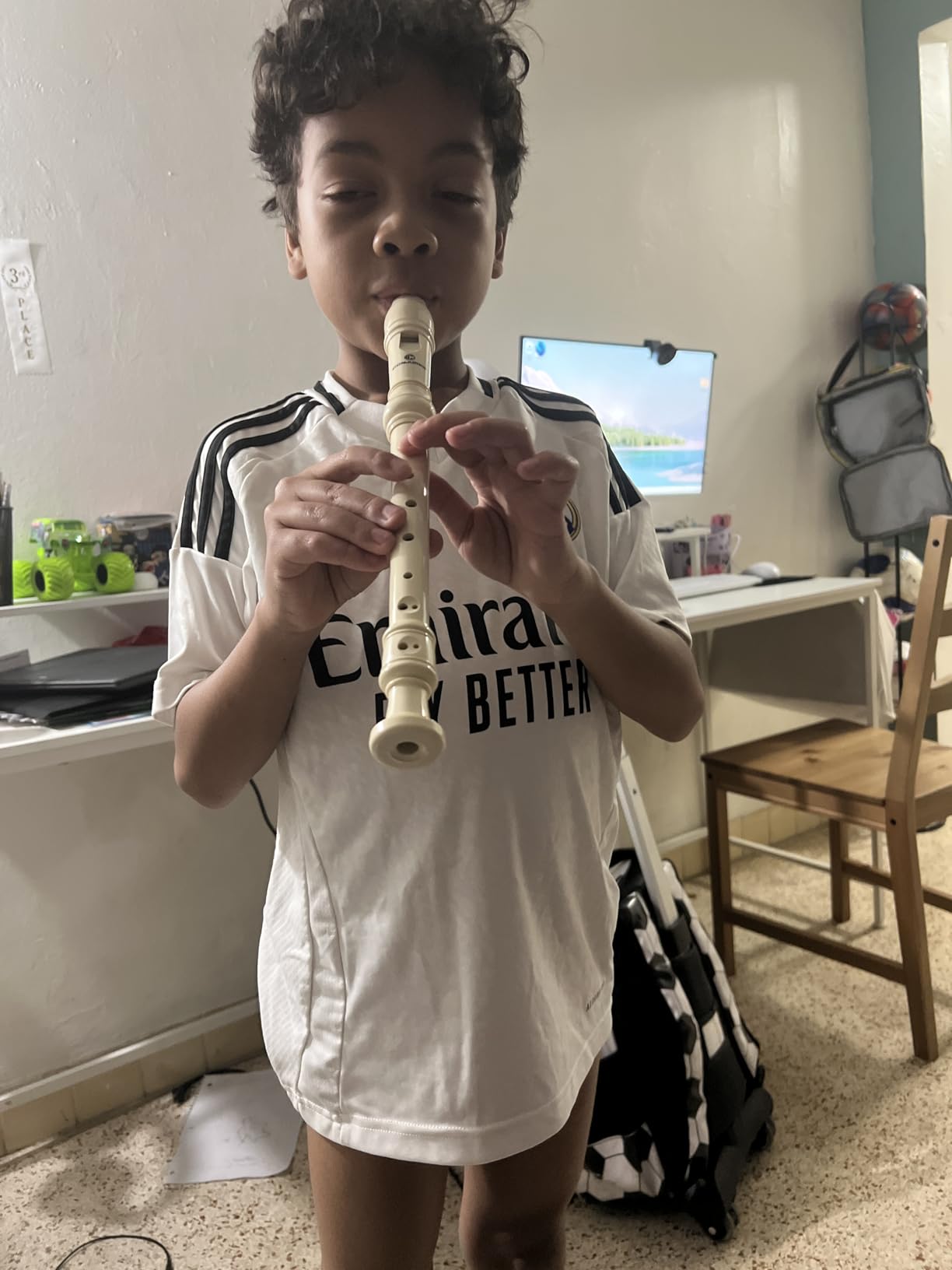 Soprano Recorder Instrument for Kids&Student - German Fingering 8 Hole Flute ABS Descant Recorders for Beginners with Cleaning Rod and Bag, Beige customer photo 1