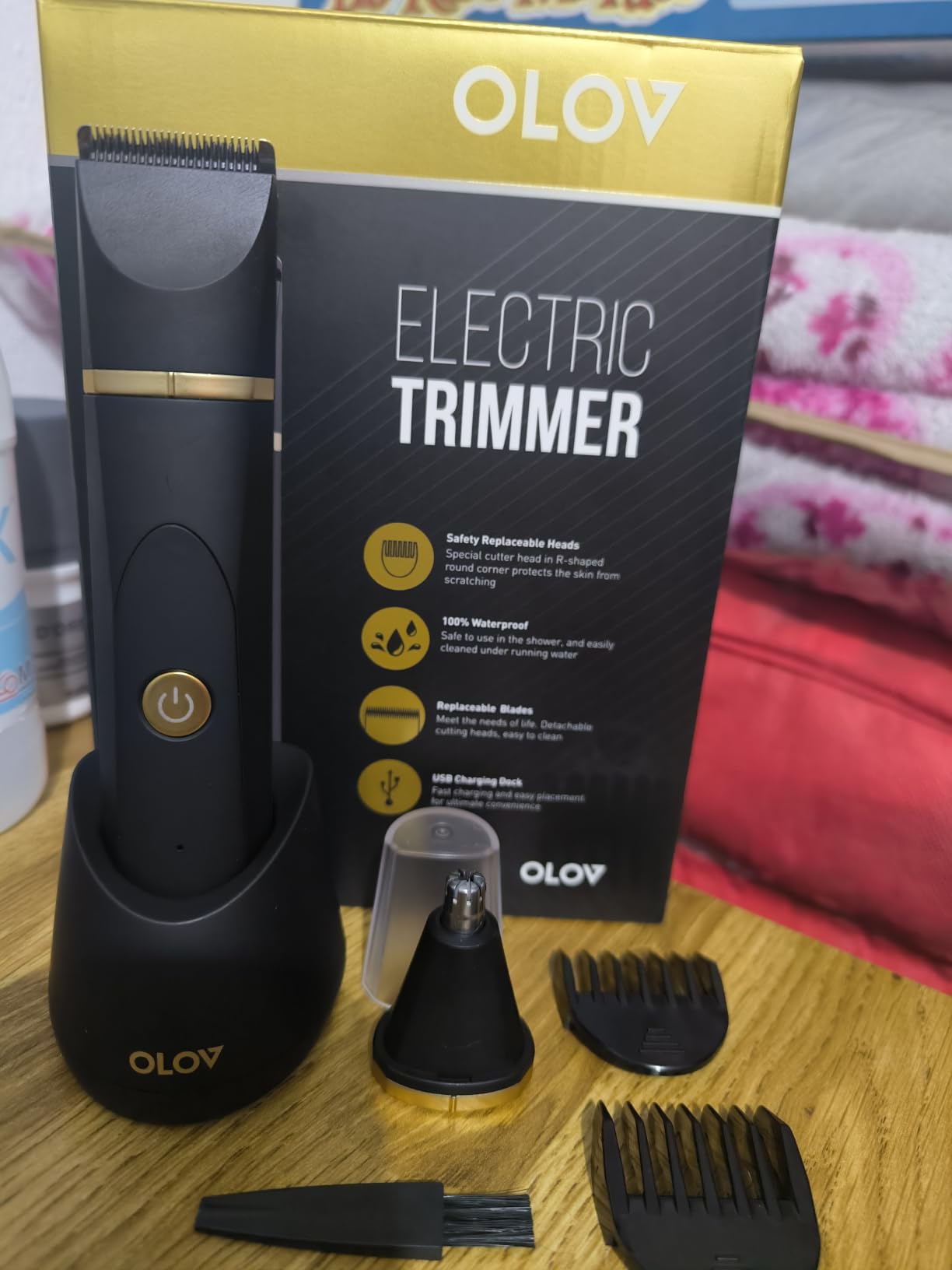 OLOV Electric Body Hair Trimmer - Groin Trimmer for Men - Bikini Trimmer Women - Wet/Dry Shaver Groomer, Replaceable Ceramic Blade Heads, USB Recharge Dock, Waterproof Hygiene Razor,Black customer photo 2