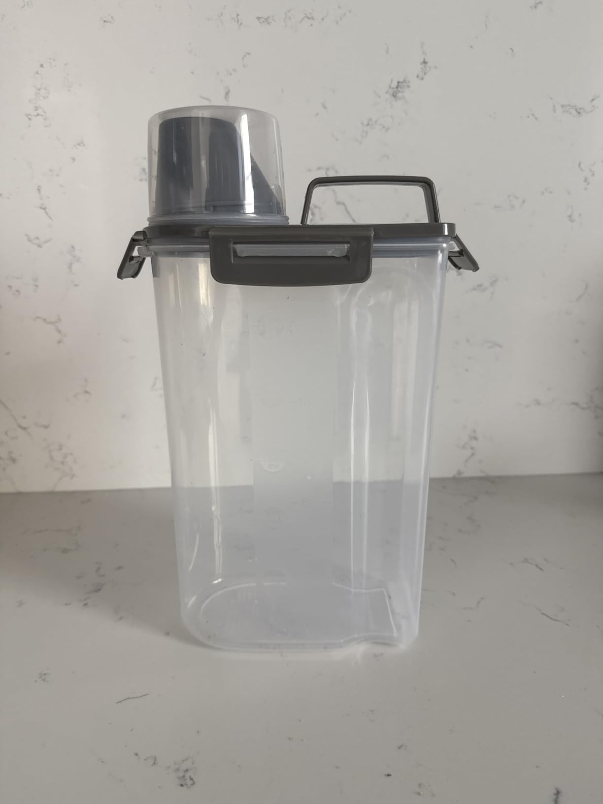 Viretec Rice Airtight Storage Container, 3 to 5Lbs Cereal Dry Food Flour Bin, Pet Dog Cat Food Dispenser with Measuring Cup, BPA Free Clear Plastic Kitchen and Pantry Organization Bin for Sugar customer photo 1