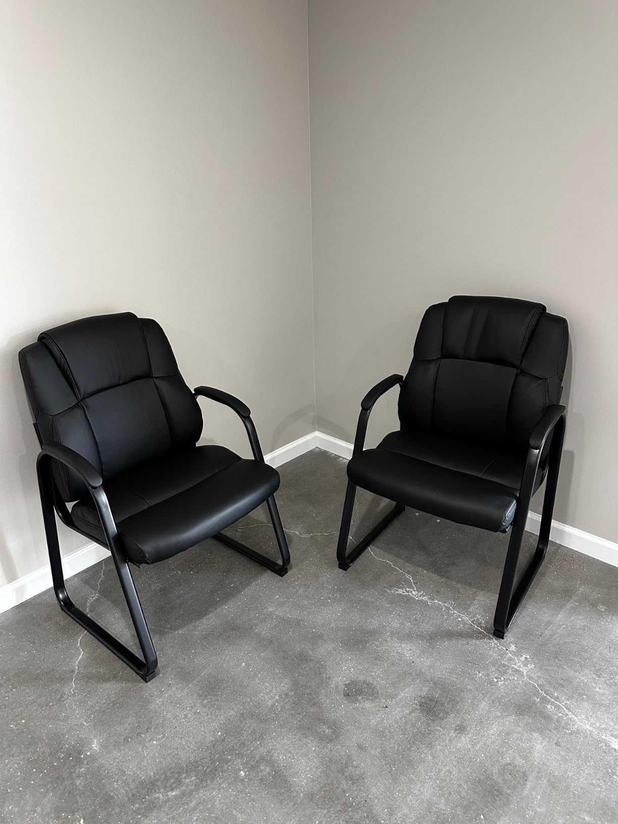 CLATINA Leather Guest Chair with Padded Arm Rest for Reception Meeting Conference and Waiting Room Side Office Home Black with Sled Base 4 Pack customer photo 2