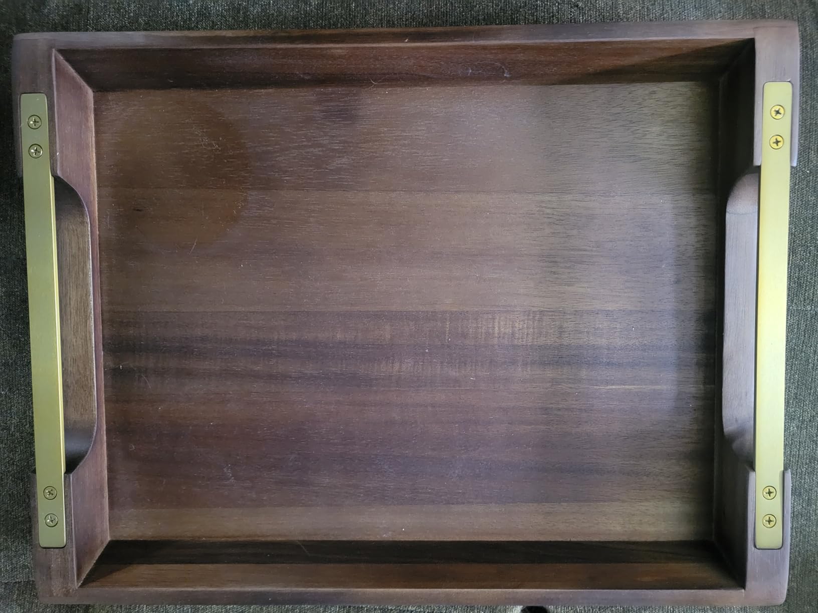 Acacia Wood Serving Tray with Metal Handle, 17x13in Tray for Ottoman customer photo 1