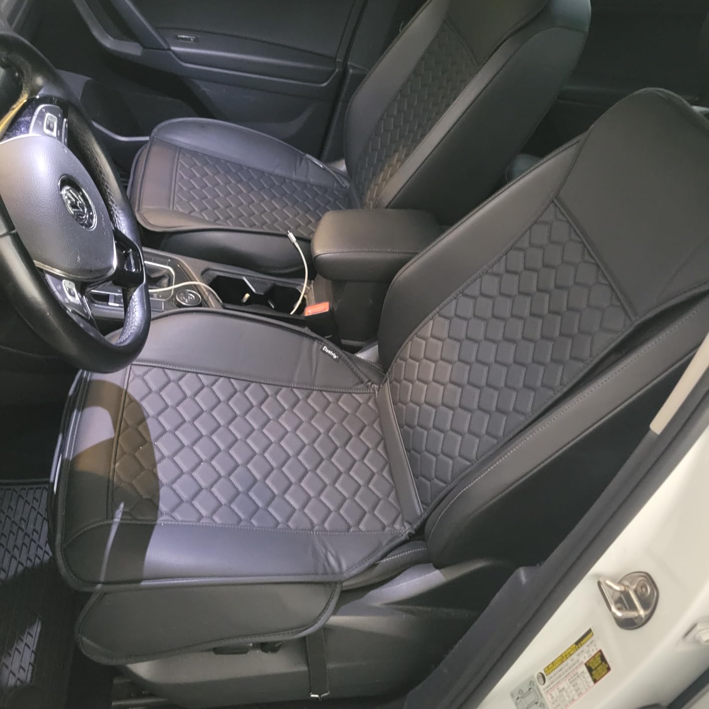Elantrip Front Seat Covers 2PC Waterproof Faux Leather for Cars SUV Black | Soft faux leather helps protect front seats from spills, wear, and daily mess while giving your interior a cleaner look. customer photo 2