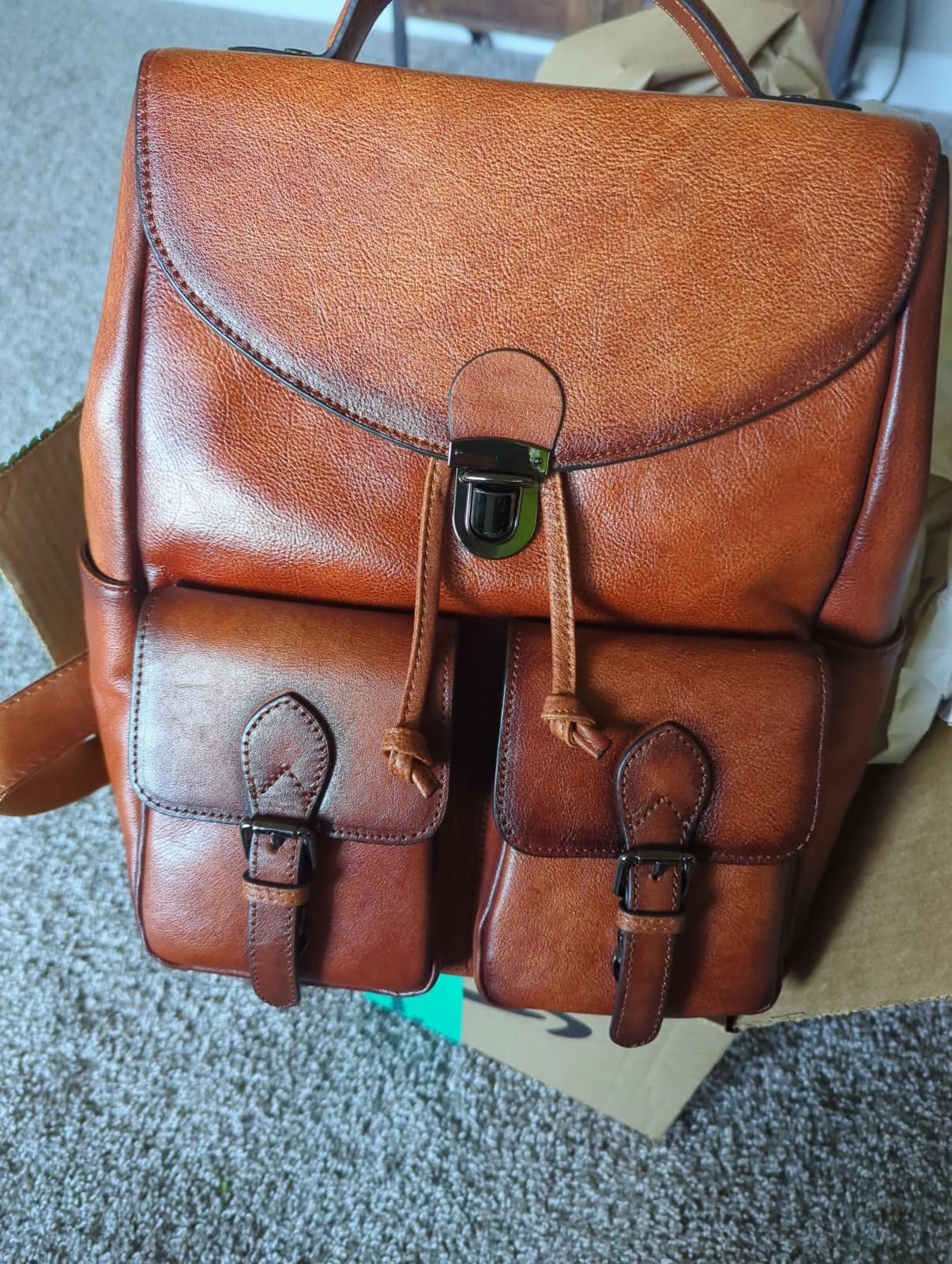 COOLCY Women Vintage Genuine Leather Backpack Purse Fashion Rucksack Practical and Stylish Retro Daypack Bag (Brown) customer photo 1