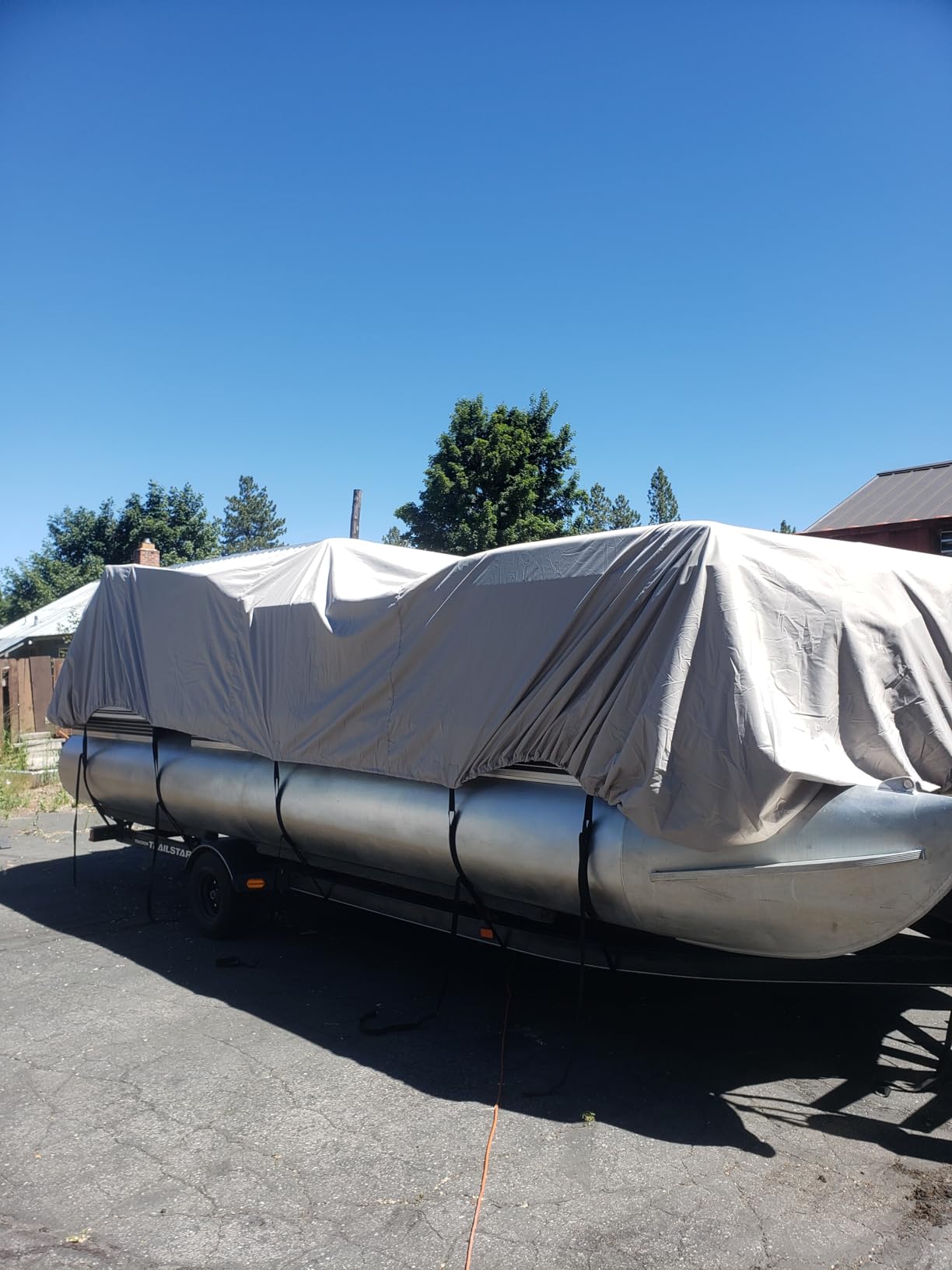 Solim 22-24FT Pontoon Boat Cover, 1200D Heavy Duty Waterproof, UV Resistant | Marine Grade Oxford Fabric, Tear Resistant, Double Stitching, Elastic Hem, Adjustable Tie-down Straps, Fits Up to 8.5 Ft Beam customer photo 2