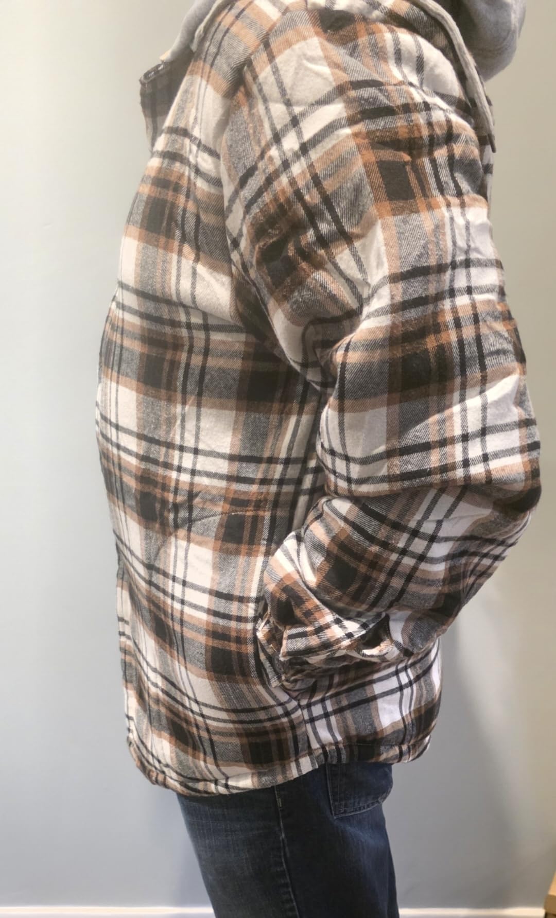 Men's Cotton Plaid Shirt Jacket Fleece Flannel Sherpa Button Down customer photo 2