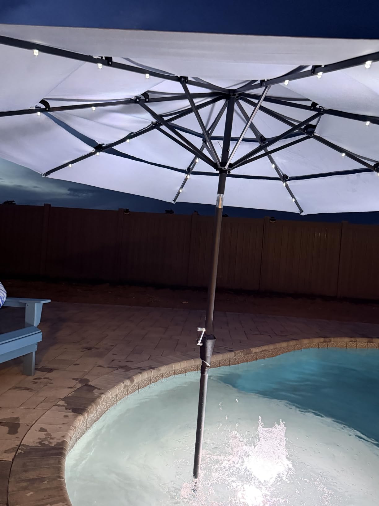 Best Choice Products 10ft 3-Tier Solar Patio Umbrella, Outdoor Market Sun Shade for Backyard, Deck, Poolside w/ 24 LED Lights, Tilt Adjustment, Easy Crank, 8 Ribs - Red customer photo 2