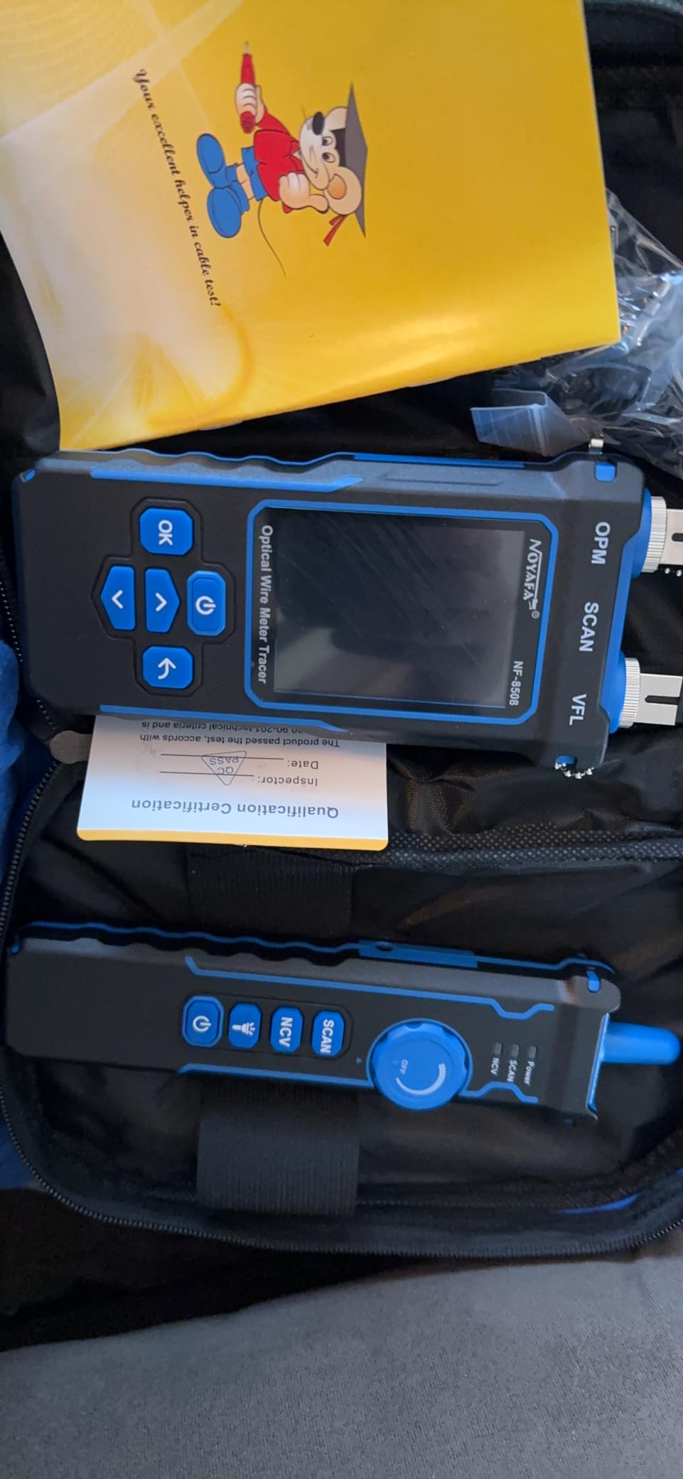 NOYAFA NF-8508 Network Cable Tester with Optical Power Meter | CAT5 CAT6 Cable Toner Ethernet Cable Tester, RJ45 Network Tester, VFL PoE QC Test Wire Tracer Port Flashing 200M Length Test customer photo 1