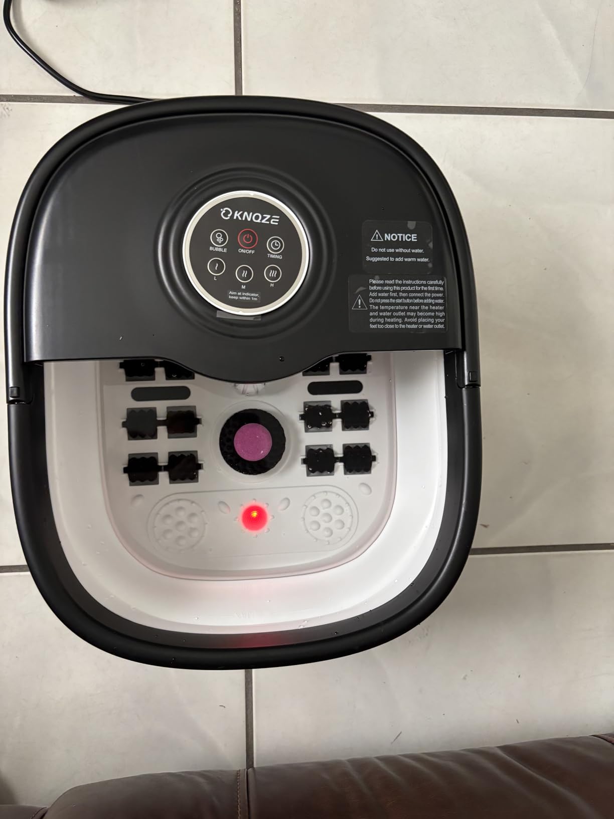KNQZE Collapsible Foot Spa Bath with Heat & Remote Control, Bubble Massage, Temperature Control, Red Light (Black) customer photo 1