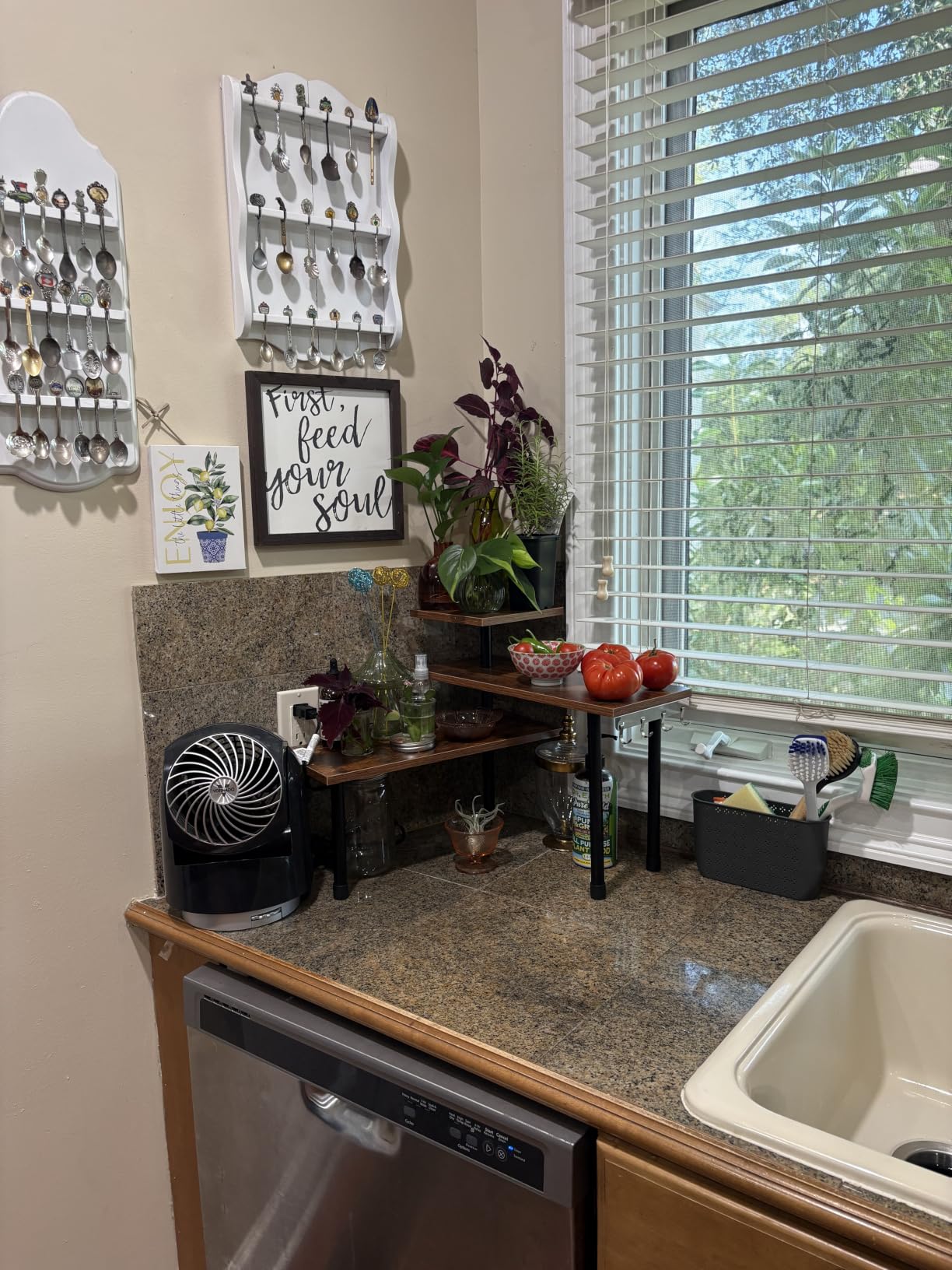 JayRex Kitchen Countertop Organizer 3-Tier Corner Shelf, Rustic Brown customer photo 1