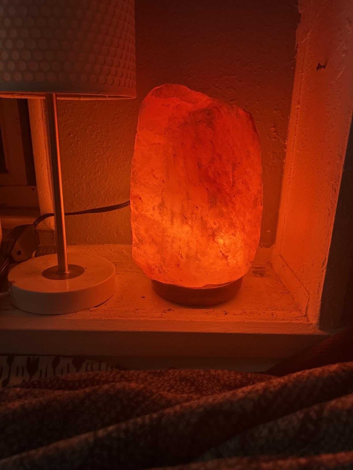 POHS 8-10 Inches (7-11 lb) 100% Authentic Himalayan Pink Salt Lamp - Handcrafted with Dimmable Switch, Wooden Base, and Bulb Replacement Included customer photo 1