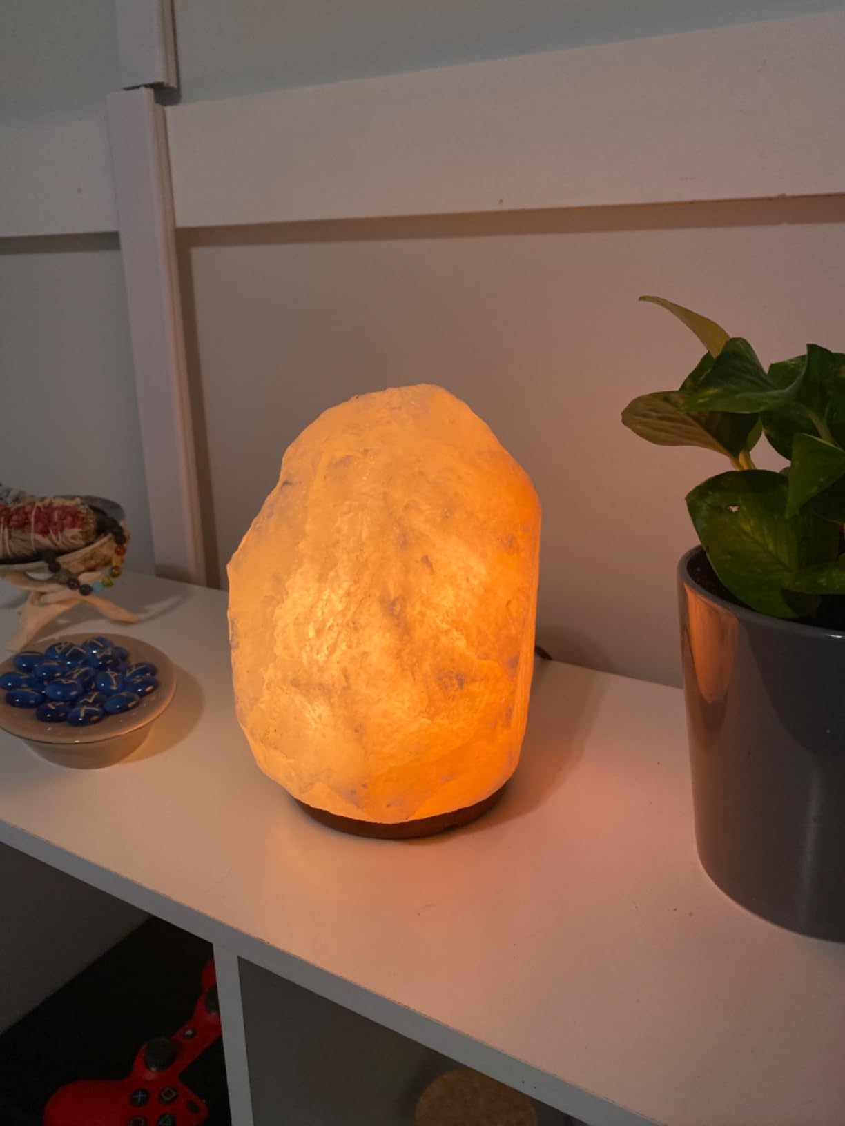 POHS 8-10 Inches (7-11 lb) 100% Authentic Himalayan Pink Salt Lamp - Handcrafted with Dimmable Switch, Wooden Base, and Bulb Replacement Included customer photo 2