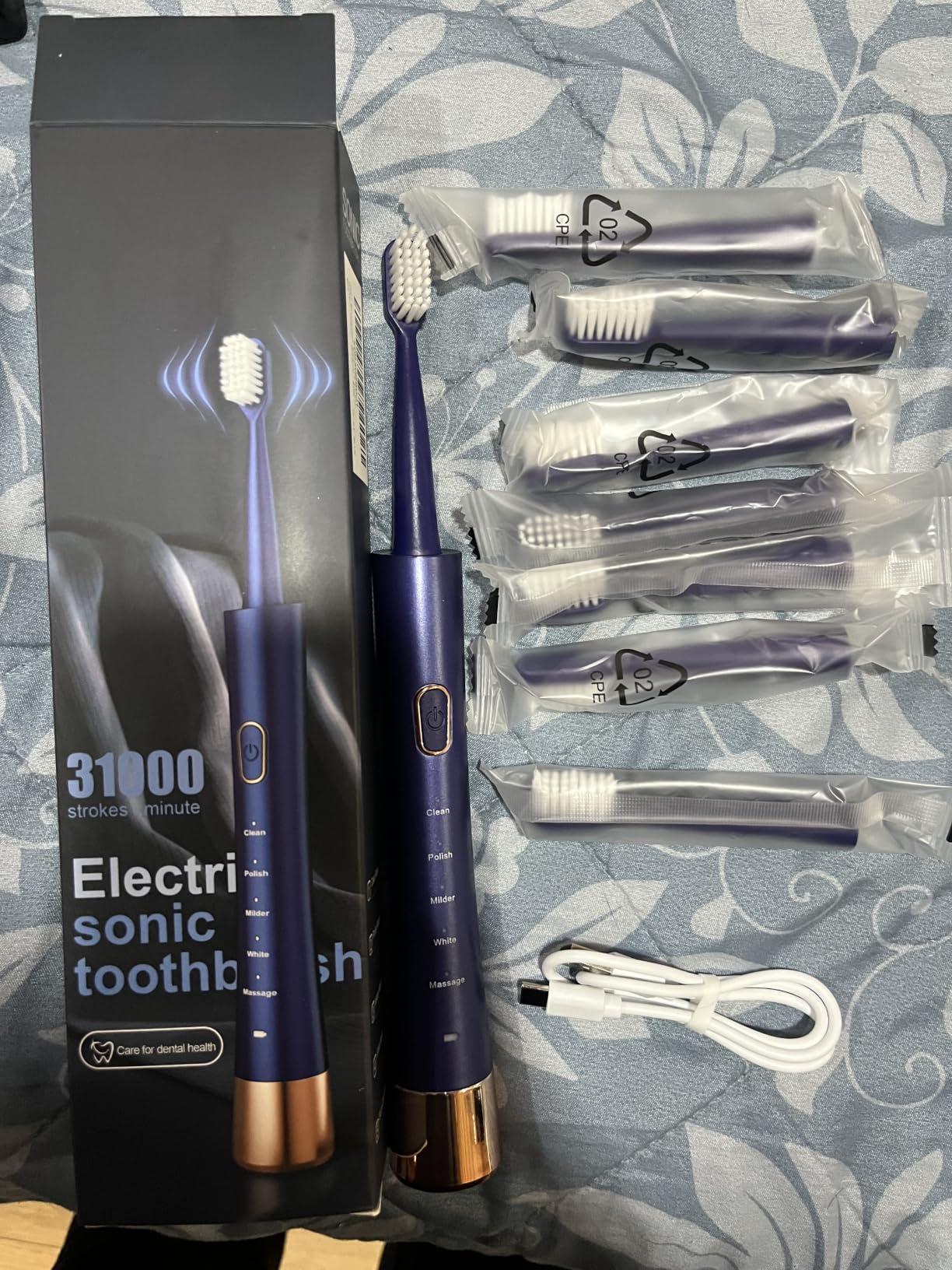 AJELU Sonic Electric Toothbrush for Adults, USB Rechargeable Sonic Toothbrush with 8 Brush Heads, Smart Timer, 5 Modes, 2-Hour Fast Charge Last 30 Days, Pink customer photo 2