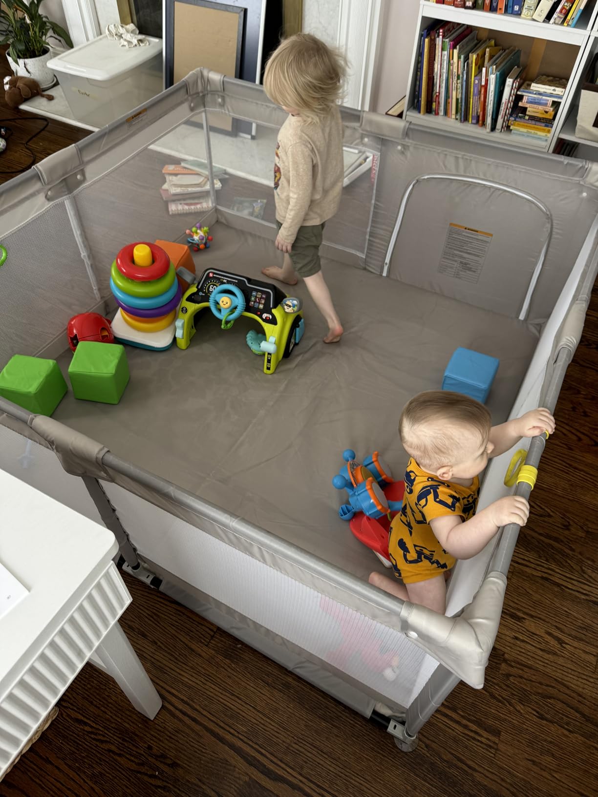 Mloong Baby Playpen with Mat, 71x59in Playpen for Babies and Toddlers, Grey customer photo 2