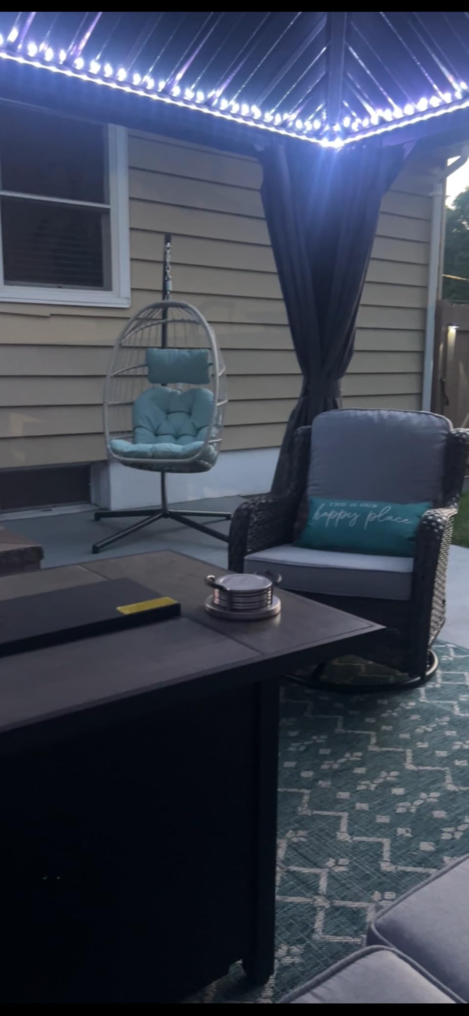 Yechen Indoor Outdoor Egg Hanging Chair with Stand, Charcoal Grey | Egg Chairs with UV Resistant Cushion for Indoor Bedroom Outdoor Garden Backyard customer photo 1