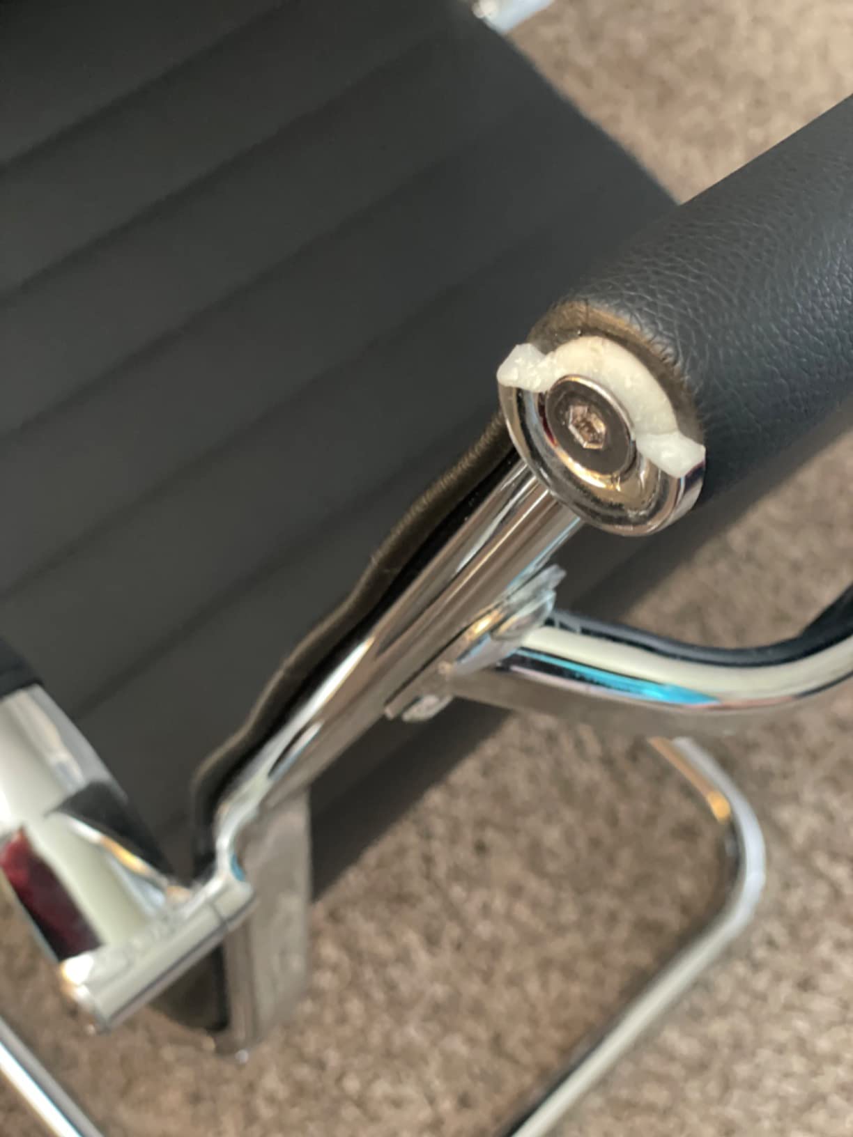 Conference Room Chairs Set of 6, Waiting Room Chairs with Arms, Faux Leather Reception Chairs No Wheels, Office Guest Chairs with Mid Back Support and Chrome Sled Base, Cafe customer photo 2