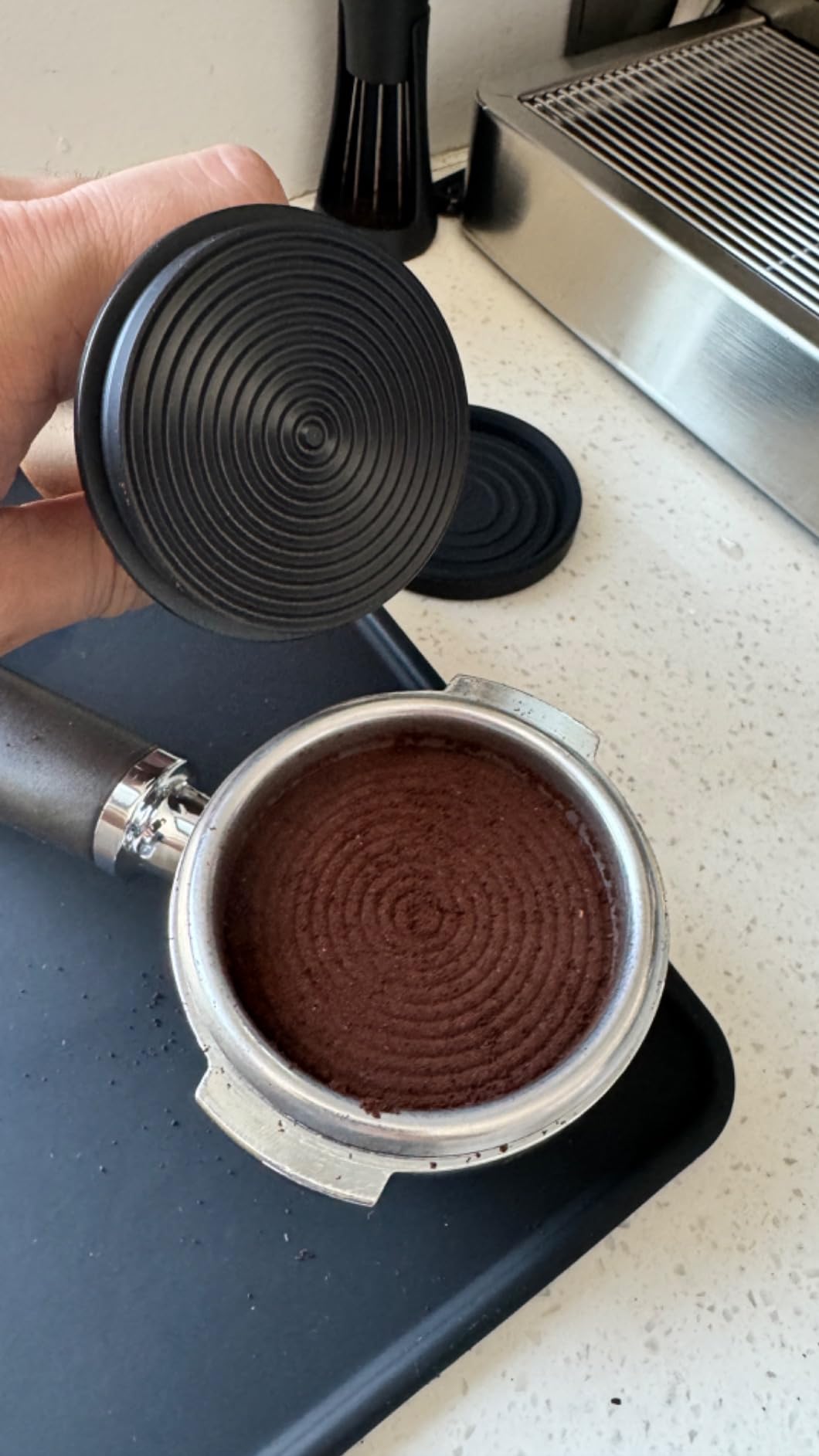 Normcore 53.3mm Spring Loaded Tamper - Espresso Coffee Tamper With Stainless Steel Ripple Base - 15lb / 25lb / 30lbs Replacement Springs - Anodized Aluminum Handle and Stand customer photo 2