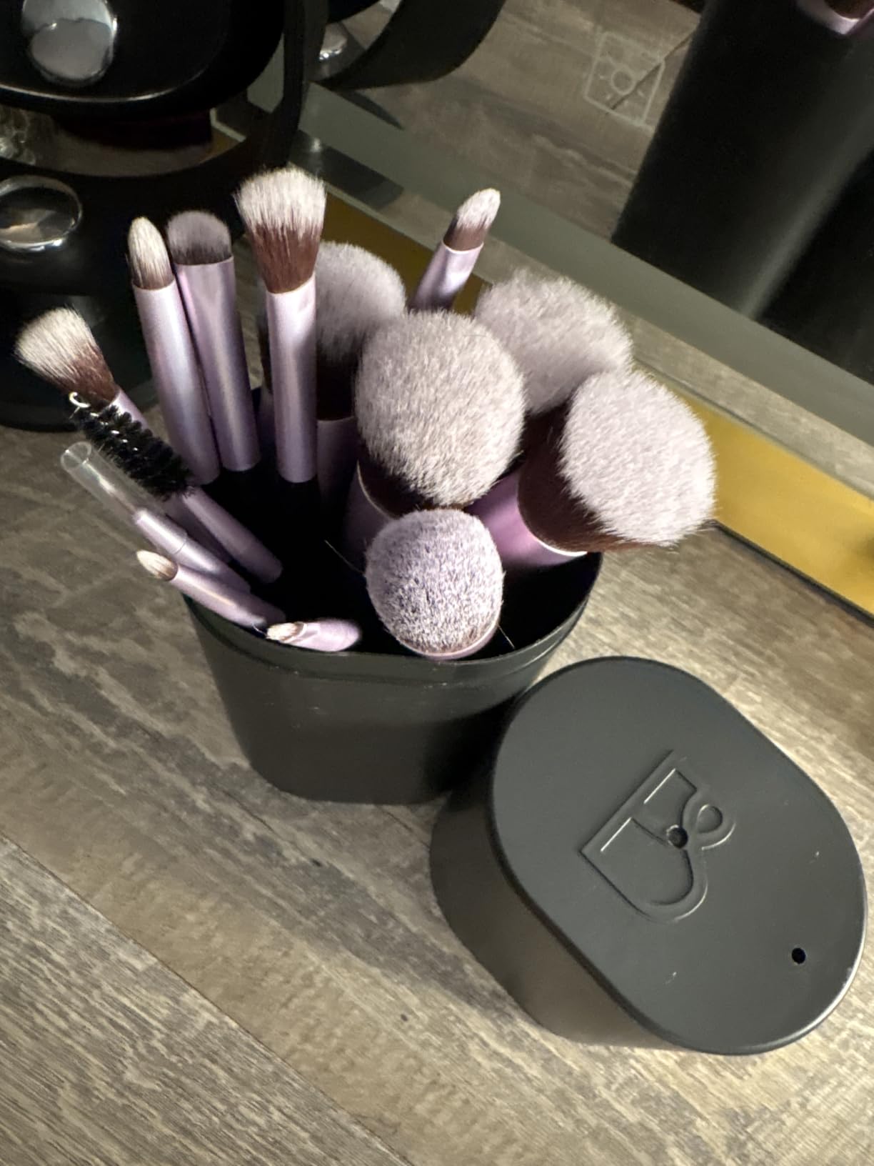 BS-MALL Makeup Brushes Premium Synthetic Foundation Powder Concealers Eye Shadows 14 Pcs Purple for Makeup Beginner or Professional with Travel Case customer photo 2