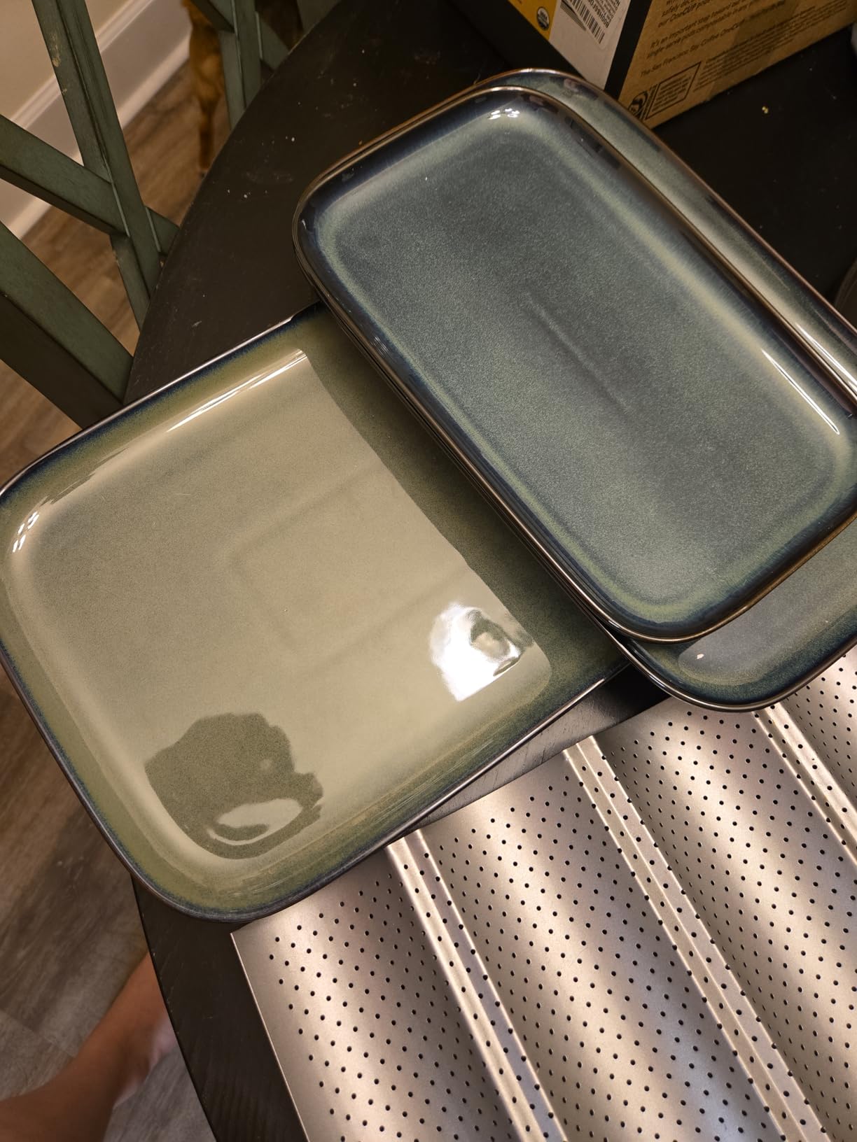 vancasso Stern Serving Platters Set of 3, 15/13/ 11 Inches Rectangular Serving Plates, Green Serving Trays for Entertaining, Party customer photo 2