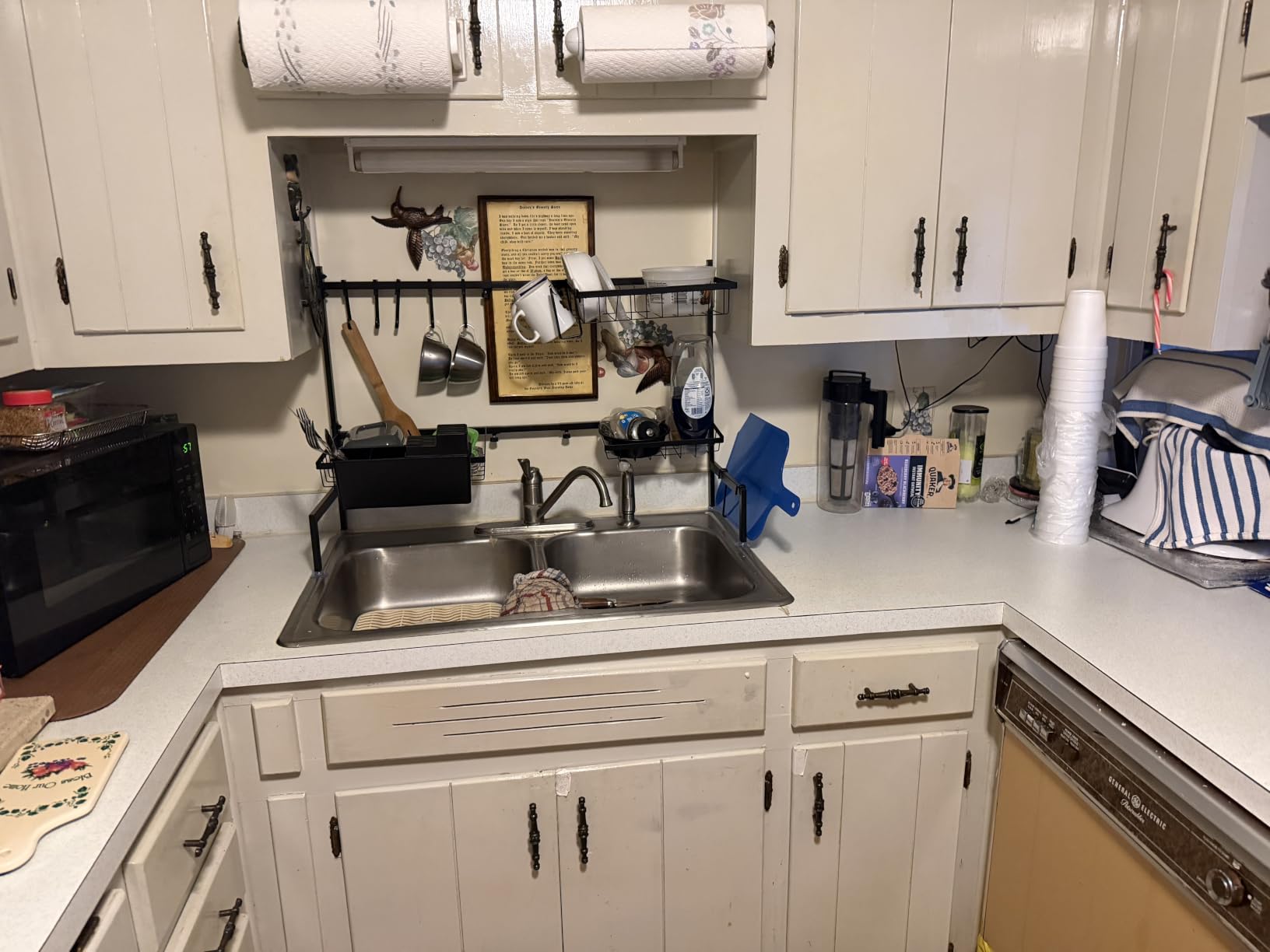 SNSLXH 4 Baskets 2-Tier Over The Sink Dish Drying Rack, 26.57
