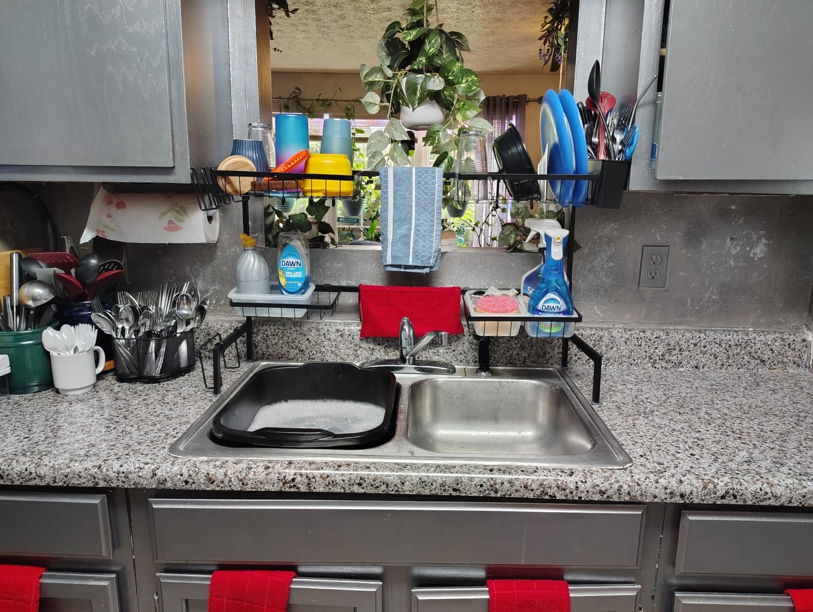 SNSLXH 4 Baskets 2-Tier Over The Sink Dish Drying Rack, 26.57