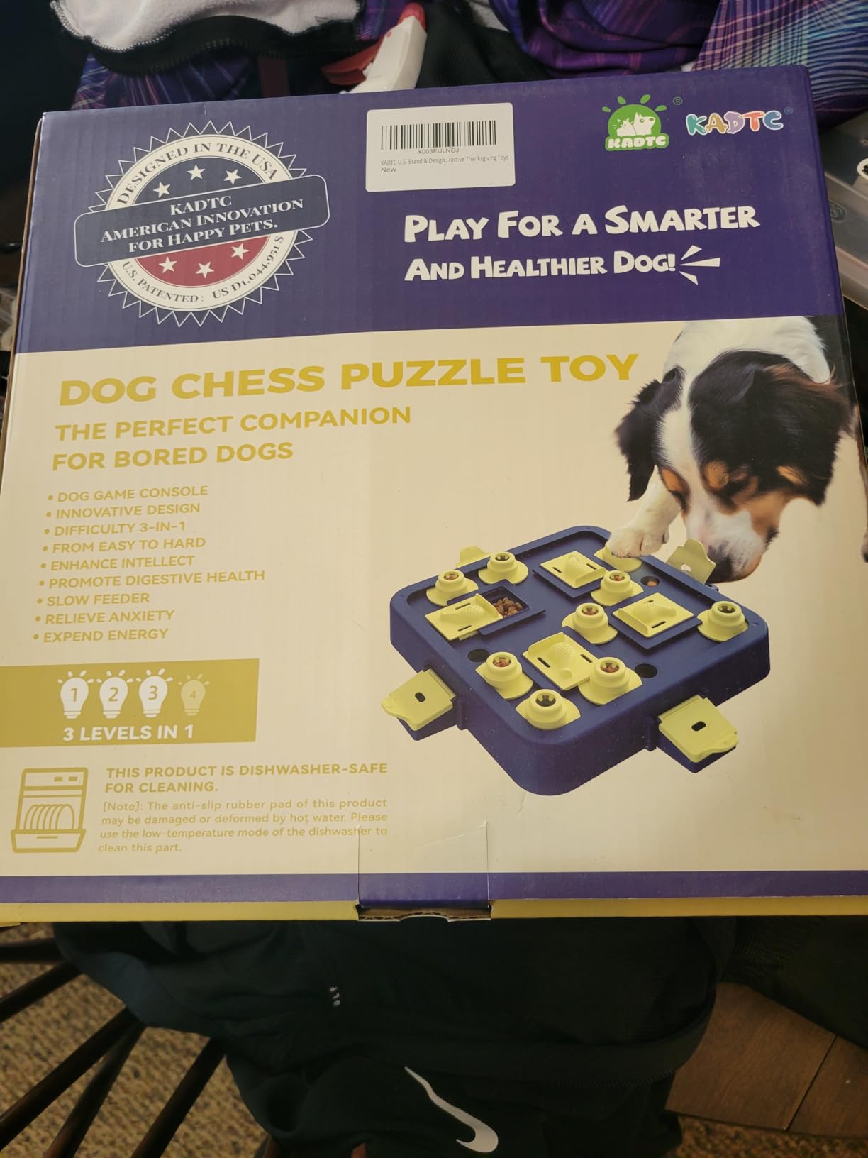 KADTC Dog Chess Puzzle Toy, 3-Levels, Mental Stimulation for Smart Dogs | Large size. Beginner-to-Advanced challenge beats boredom, burns energy, builds focus, slows eating, rewards sharper thinking. customer photo 2