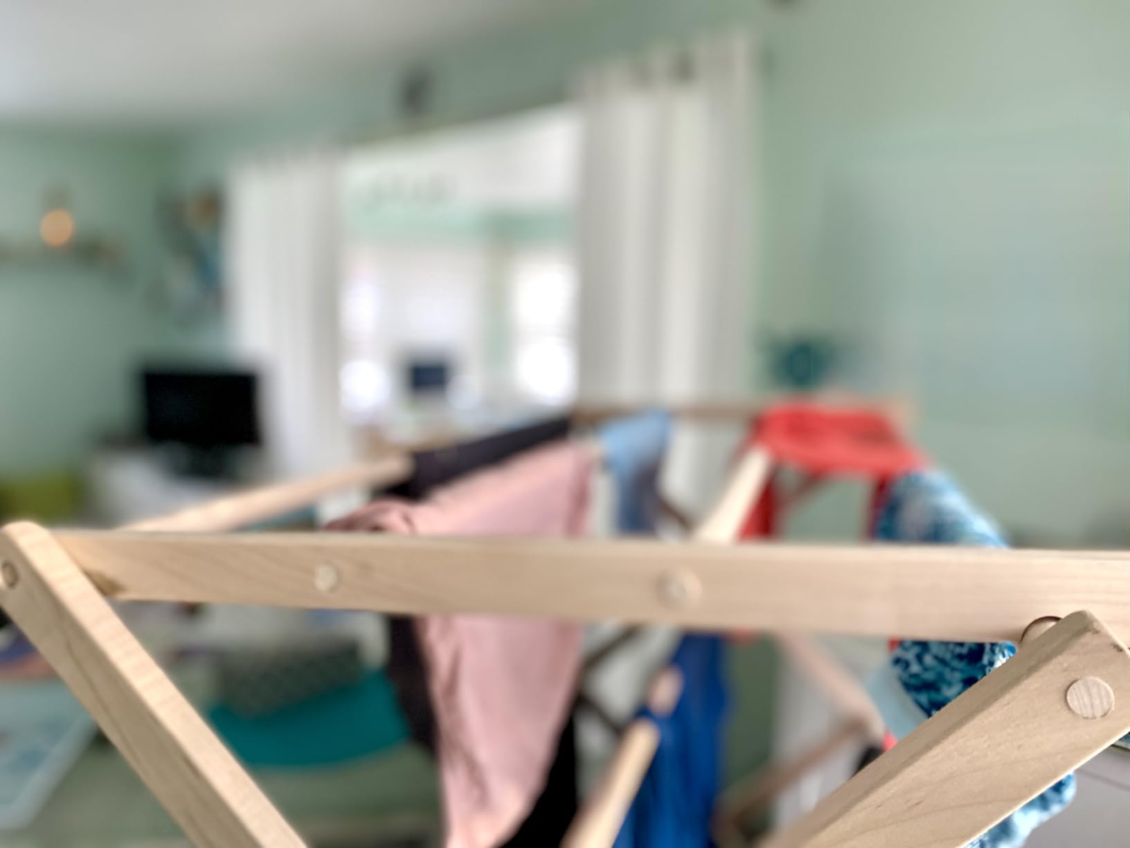 Pennsylvania Woodworks Premium American Maple Clothes Drying Rack - Handcrafted in Pennsylvania - Solid Wood Construction, Collapsible, Eco-Friendly Laundry Solution (X-Large) customer photo 2