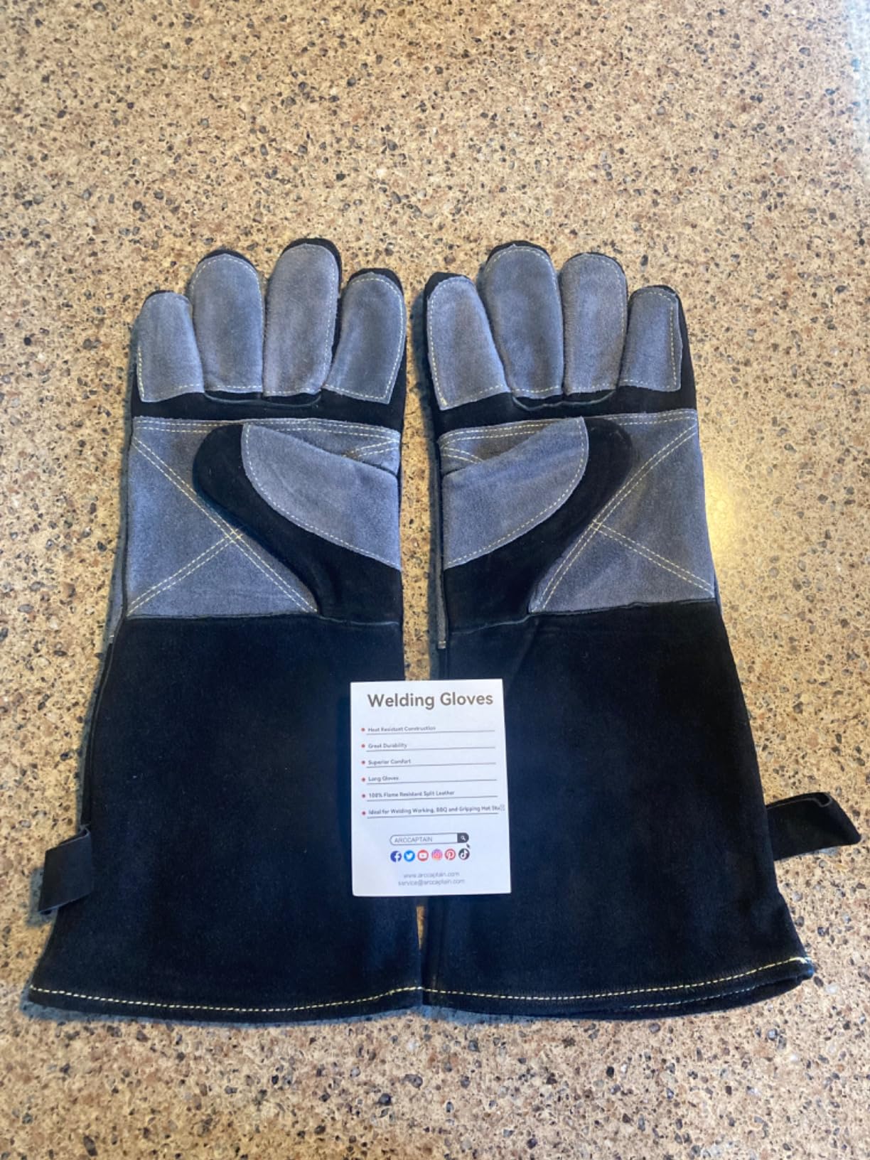 ARCCAPTAIN Leather Welding Gloves for Men & Women, 16 Inches, Black-Red, L customer photo 1