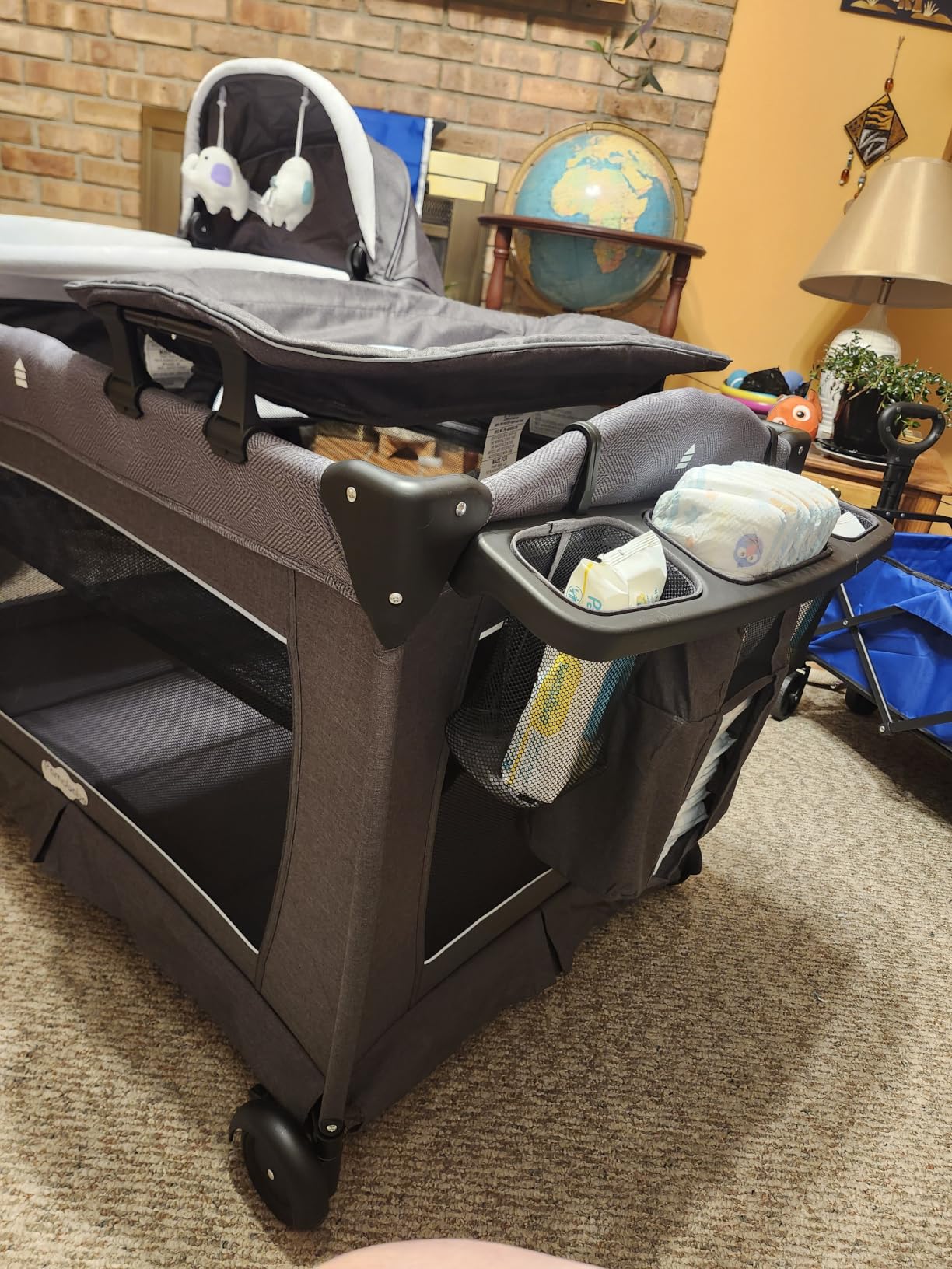 Pamo Babe Pack and Play 4-in-1 Baby Playard with Bassinet & Changing Table, Foldable Portable Playpen with Mattress, Travel Crib for Newborn to Toddler 0-36M-Black customer photo 1