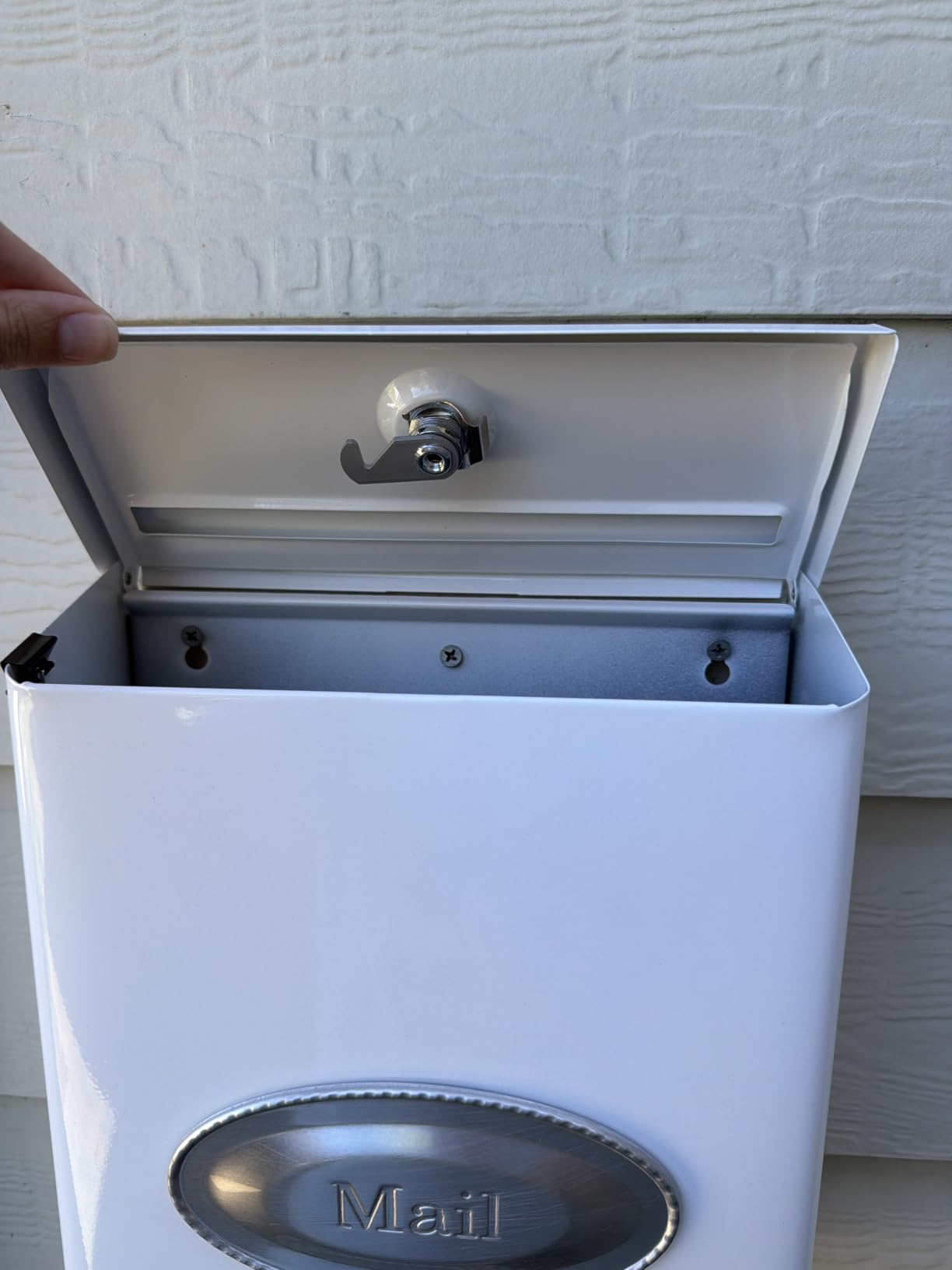 Architectural Mailboxes Designer Galvanized Steel, Locking Wall Mount Mailbox, Black with Satin Nickel customer photo 2