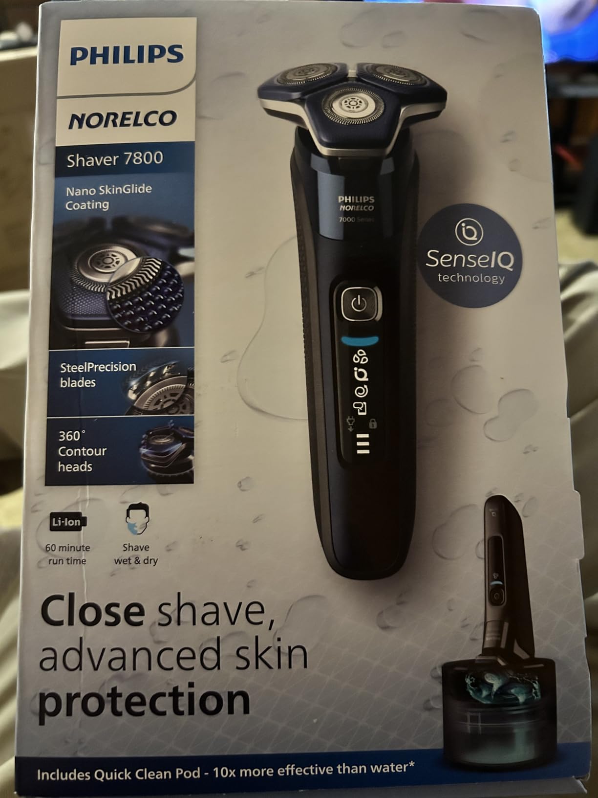 Philips Norelco 7800 Electric Shaver, Black | 45 SteelPrecision Blades, SenseIQ Technology, Nano SkinGlide coating, 360° Flexible Heads, Charging Stand, S7885/85 customer photo 2