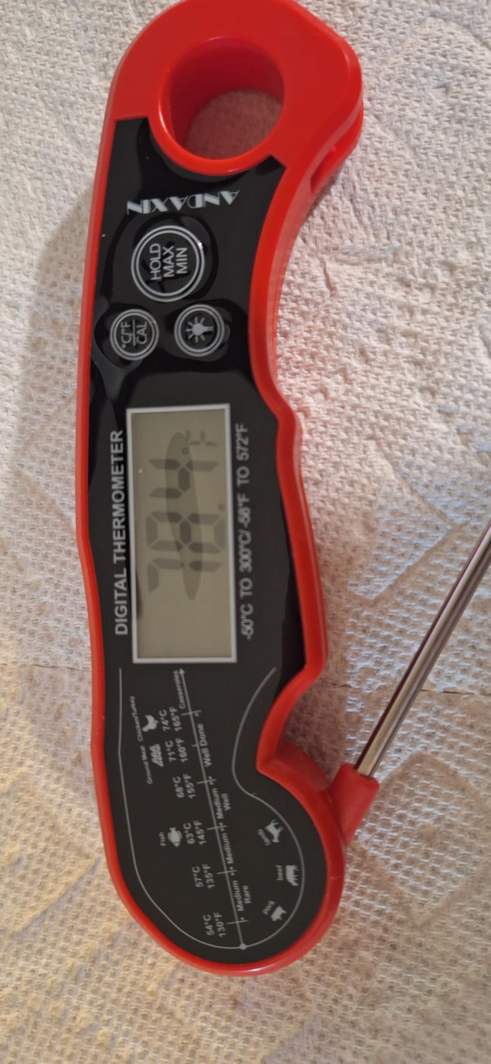Meat Thermometer Digital for Grilling and Cooking - ANDAXIN Waterproof Ultra-Fast Instant Read Food thermometers with Backlight & Calibration for Kitchen, Deep Fry, BBQ, Grill(Red/Black), LCD customer photo 1