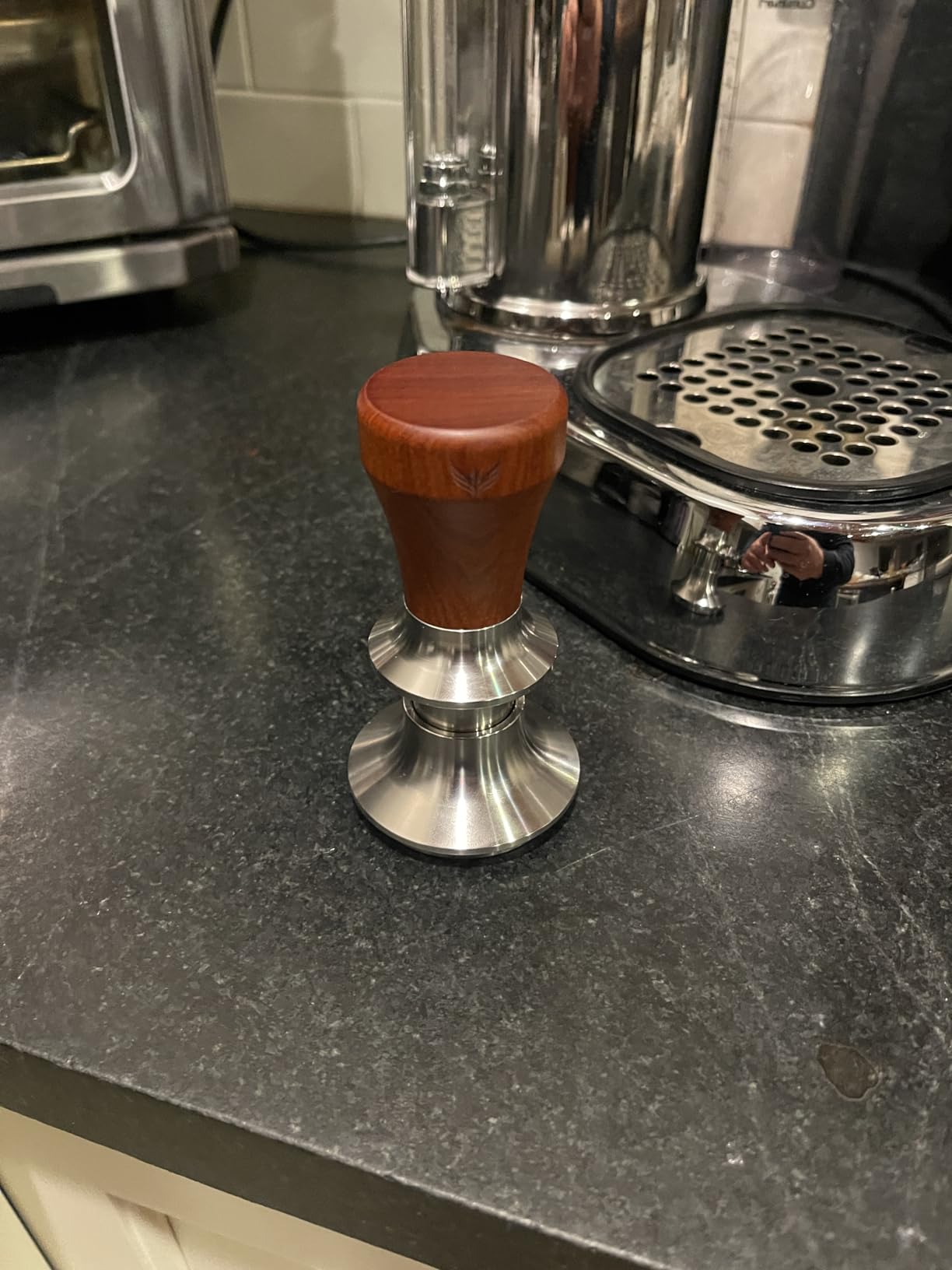 54mm Espresso Tamper for Breville Machine Rosewood KNODOS Auto Leveling, Double Spring Loaded Wooden 30LB Calibrated Coffee Tamper customer photo 1