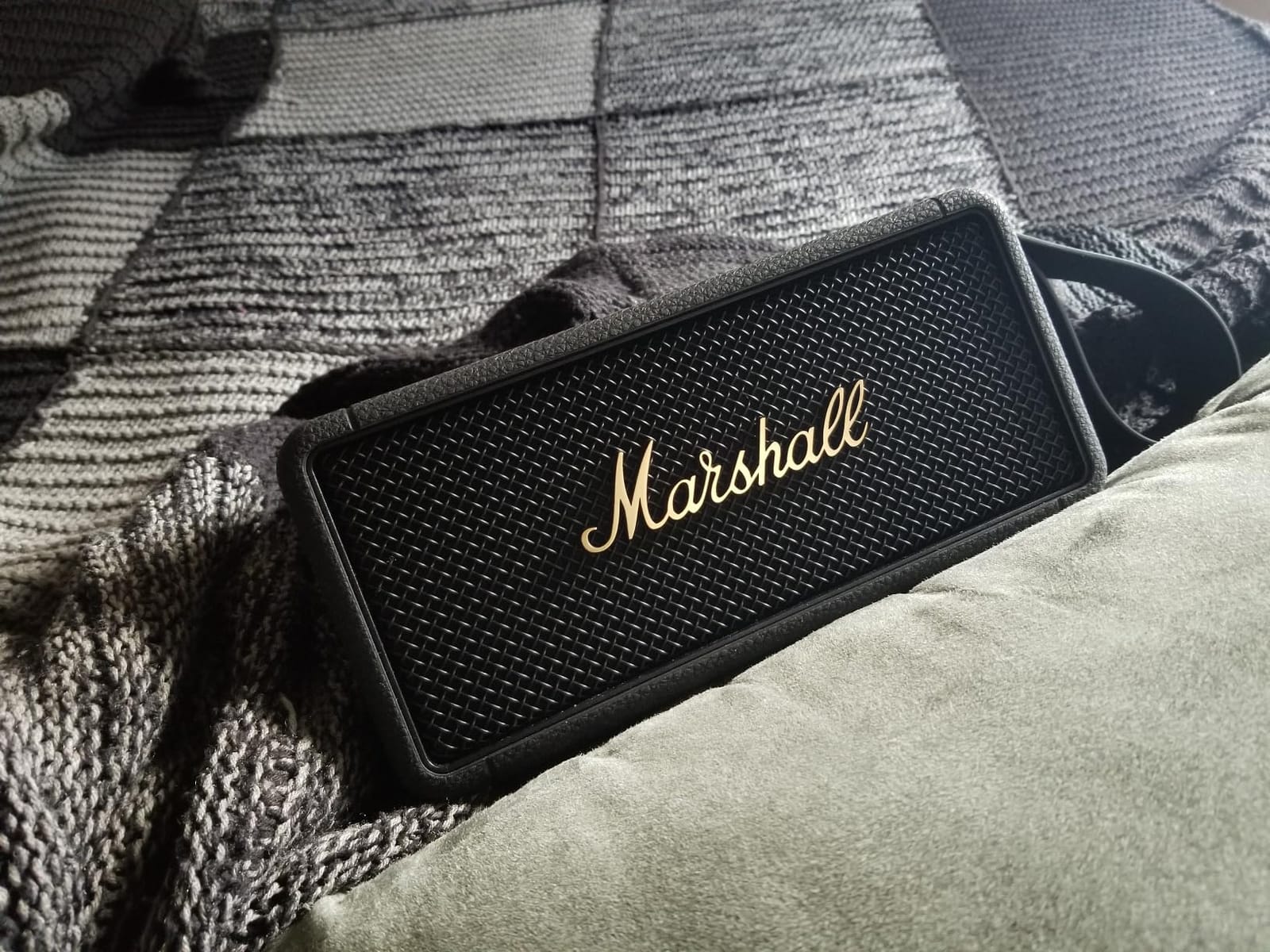Marshall Middleton Portable Bluetooth Speaker - Rugged Waterproof/Dust-proof Design | Loud Stereo Sound, Deep Bass | Compact and Wireless for Travel and Outdoors - Black and Brass customer photo 2