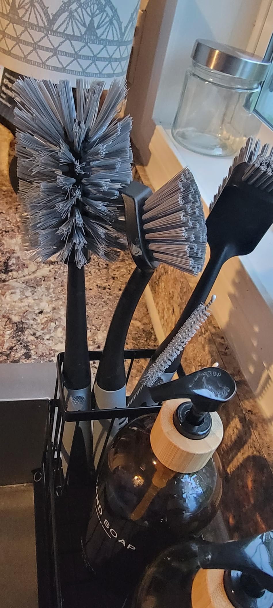 Dish Brush Set of 4 - Kitchen Scrub Brushes with Non-Slip Long Handle for Cleaning, Scrubber, Dishwashing, Dishes, Bottles, Straws, Cups, Pots & Sink, Black customer photo 1