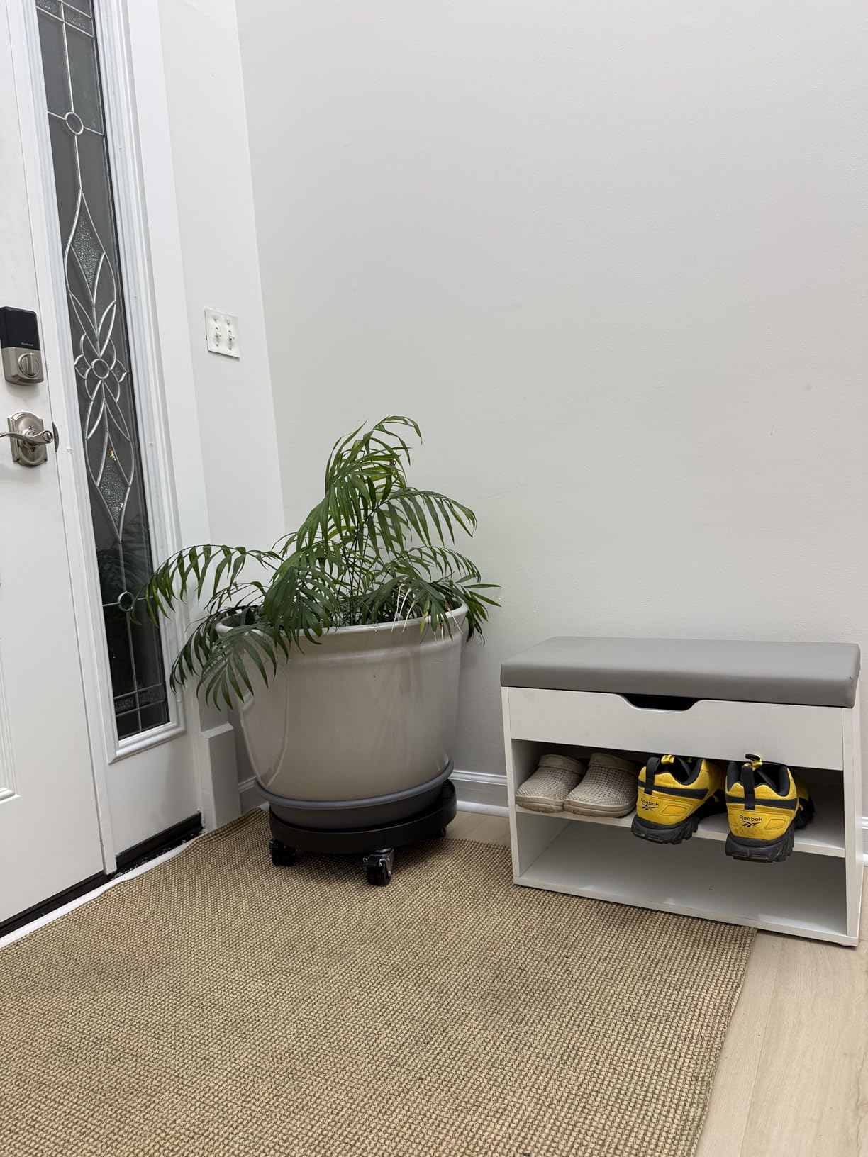 VASAGLE Storage Bench with Cushion, Shoe Bench, Padded Seat, Hidden Storage, Entryway, Hold up to 300 lb, 11.8 x 31.5 x 17.3 Inches, Rustic Brown and Ink Black ULHS30BX customer photo 2