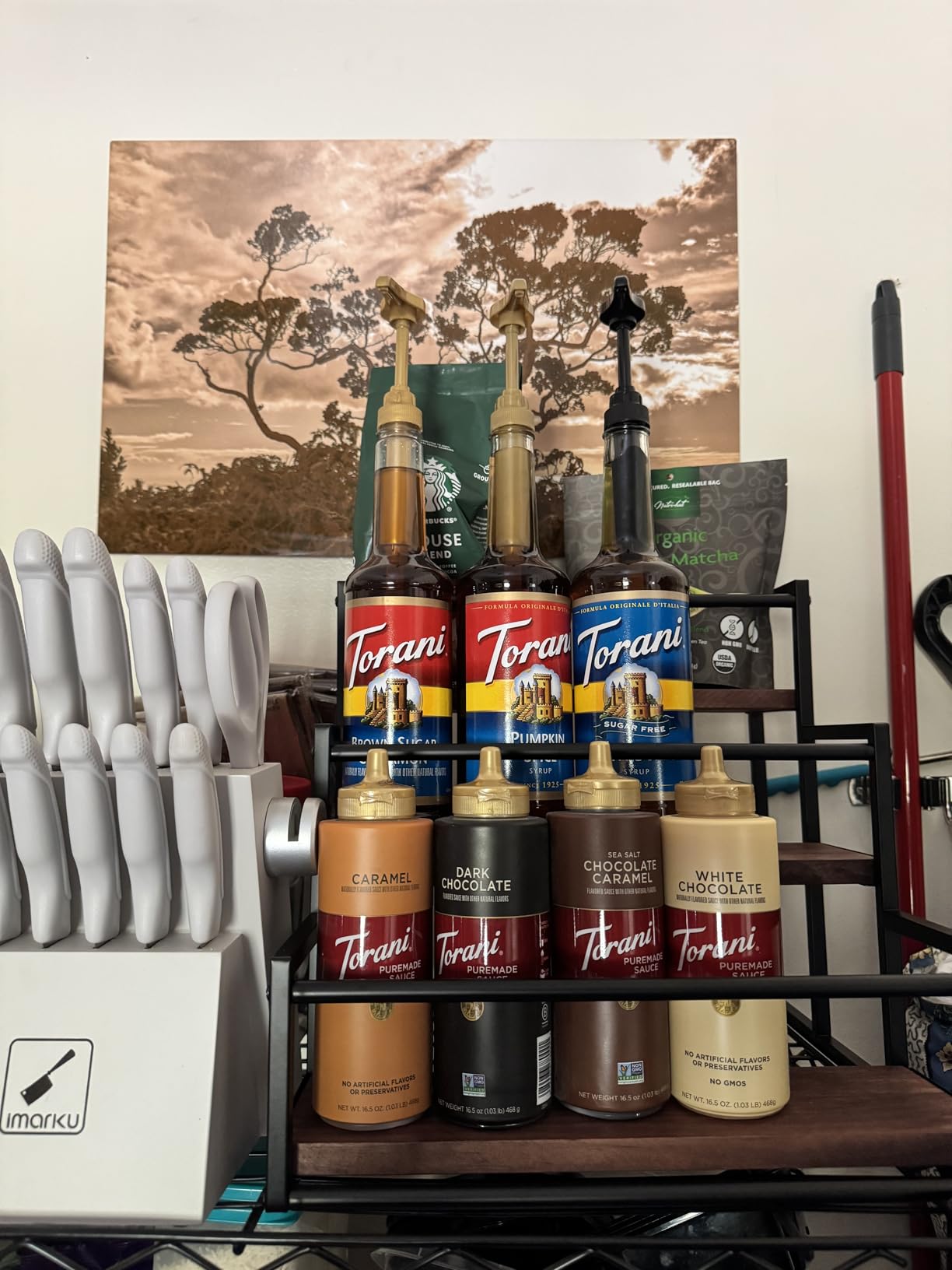 THYGIFTREE Coffee Syrup Rack Organizer 3-Tier 12 Syrup Bottles Holder Stand for Coffee Bar Station Storage Shelves for Syrup, Wine, Dressing for Kitchen Countertop customer photo 2