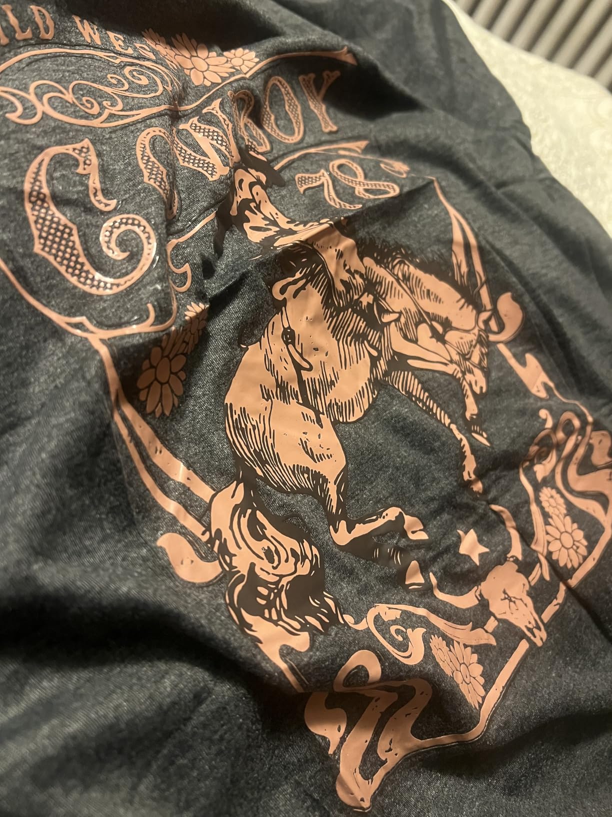 Western Rodeo T-Shirt Women Vintage Cattle Skull Cowboy Shirt Country Music customer photo 1