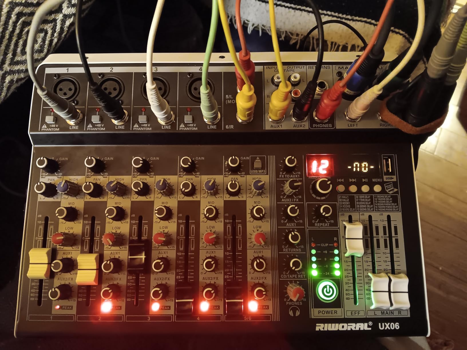 6 Channel Audio Interface Sound Board Mixing Console 16-Bit DSP DJ Mixer Audio Reverb Effect +48V Phantom Bluetooth Studio Audio Mixer For Karaoke Studio Streaming Recording customer photo 2