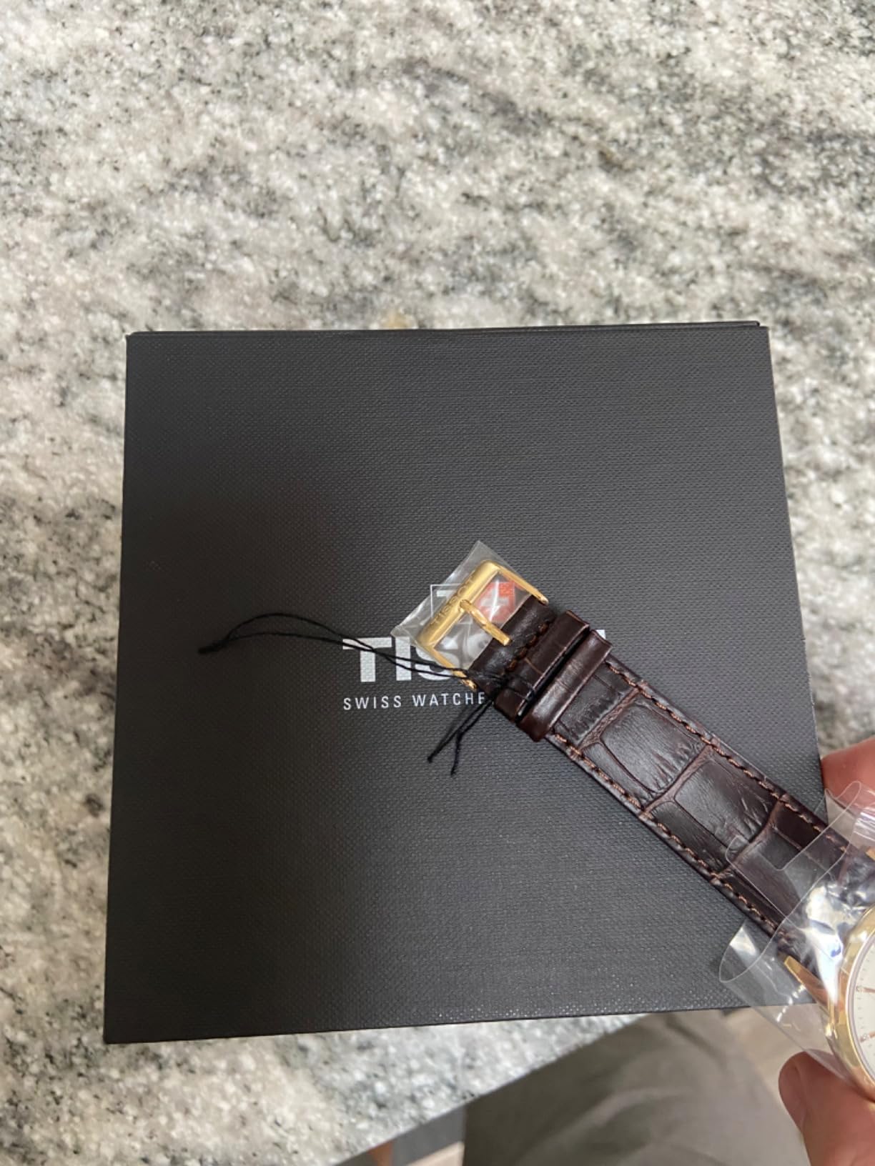 Tissot Mens Classic Dream 316L Stainless Steel case with Yellow Gold PVD Coating Quartz Watch, Brown Leather, 22 (T1294103626100) customer photo 1