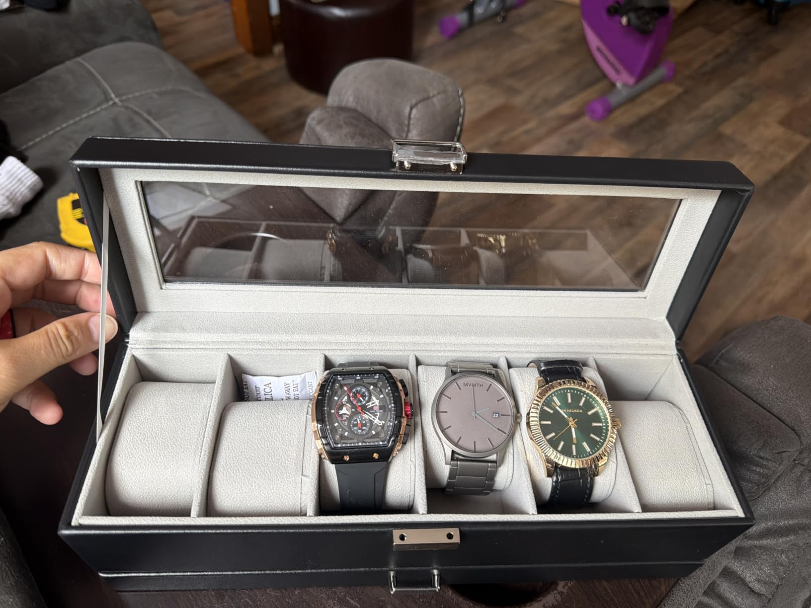 ProCase Watch Box, 6 Slot Watch Display Case with Drawer -Black customer photo 2