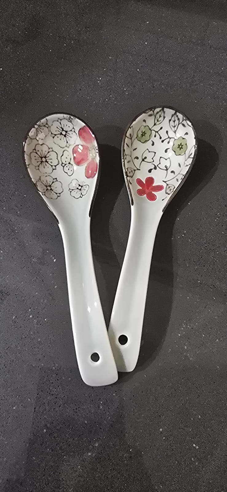 IQCWOOD Ceramic Asian Soup Spoons, 6.3
